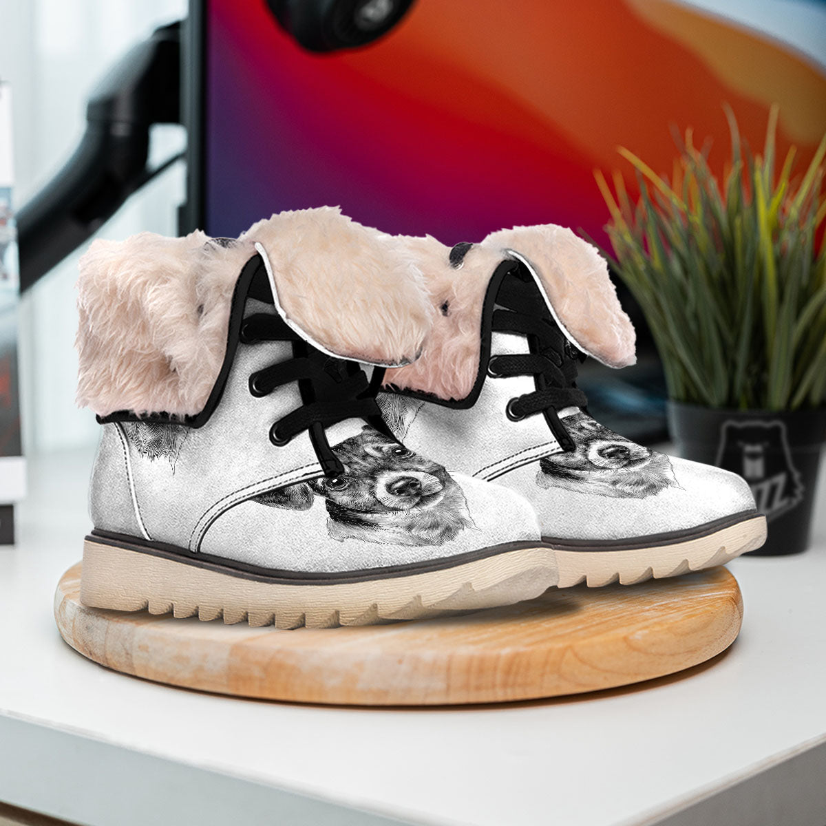 Jack Russell Terrier Drawing Print Snow Boots-grizzshop
