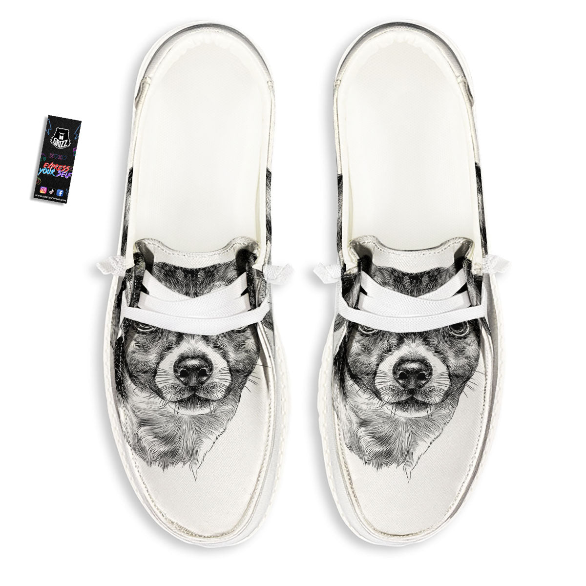 Jack Russell Terrier Drawing Print White Loafers-grizzshop