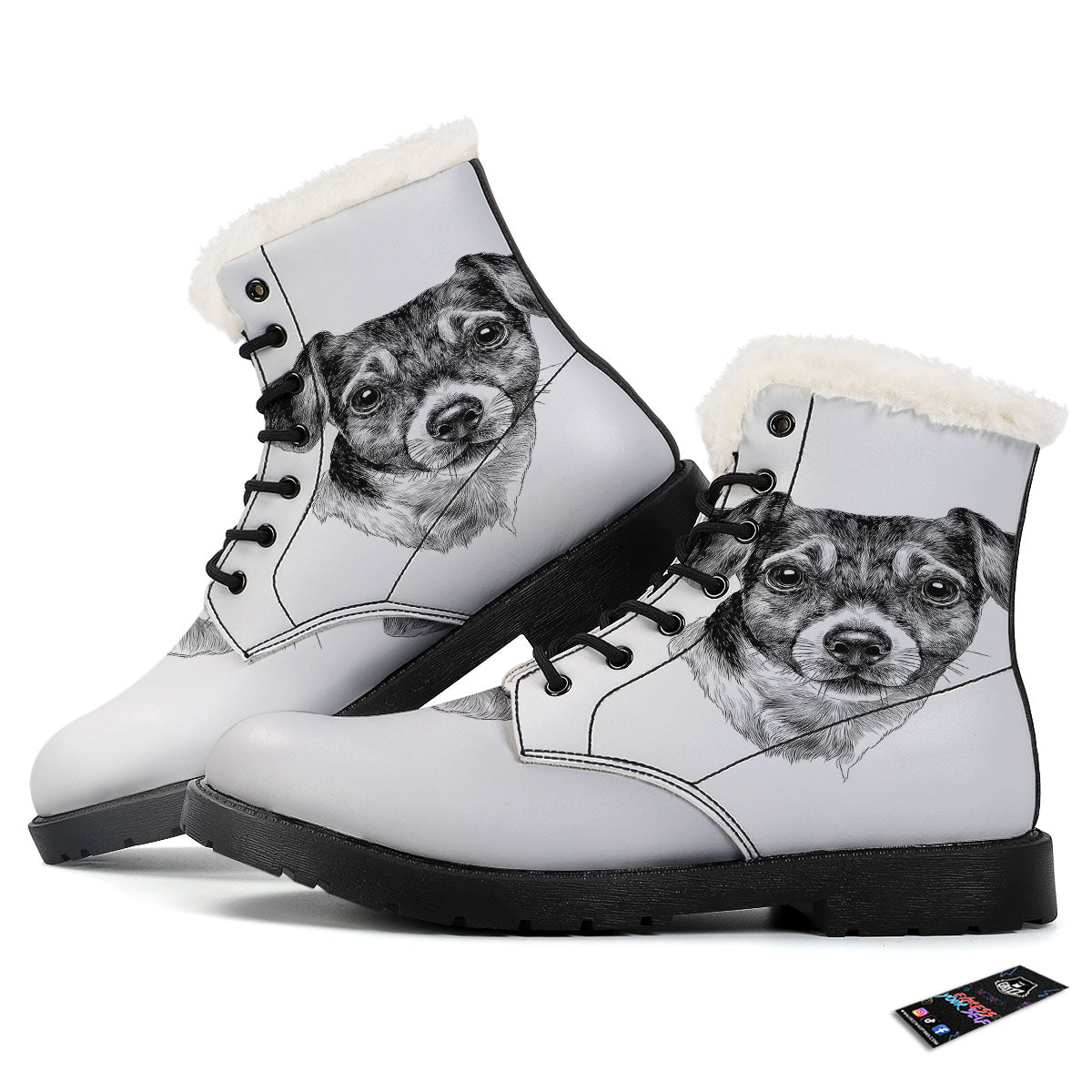Jack Russell Terrier Drawing Print Winter Boots-grizzshop