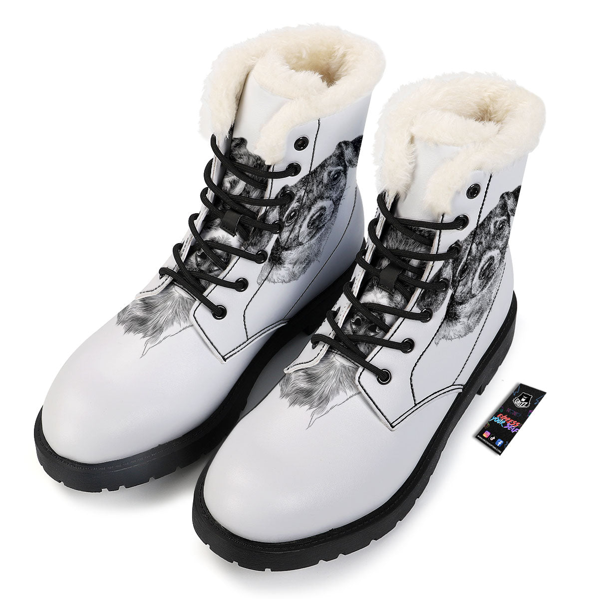 Jack Russell Terrier Drawing Print Winter Boots-grizzshop