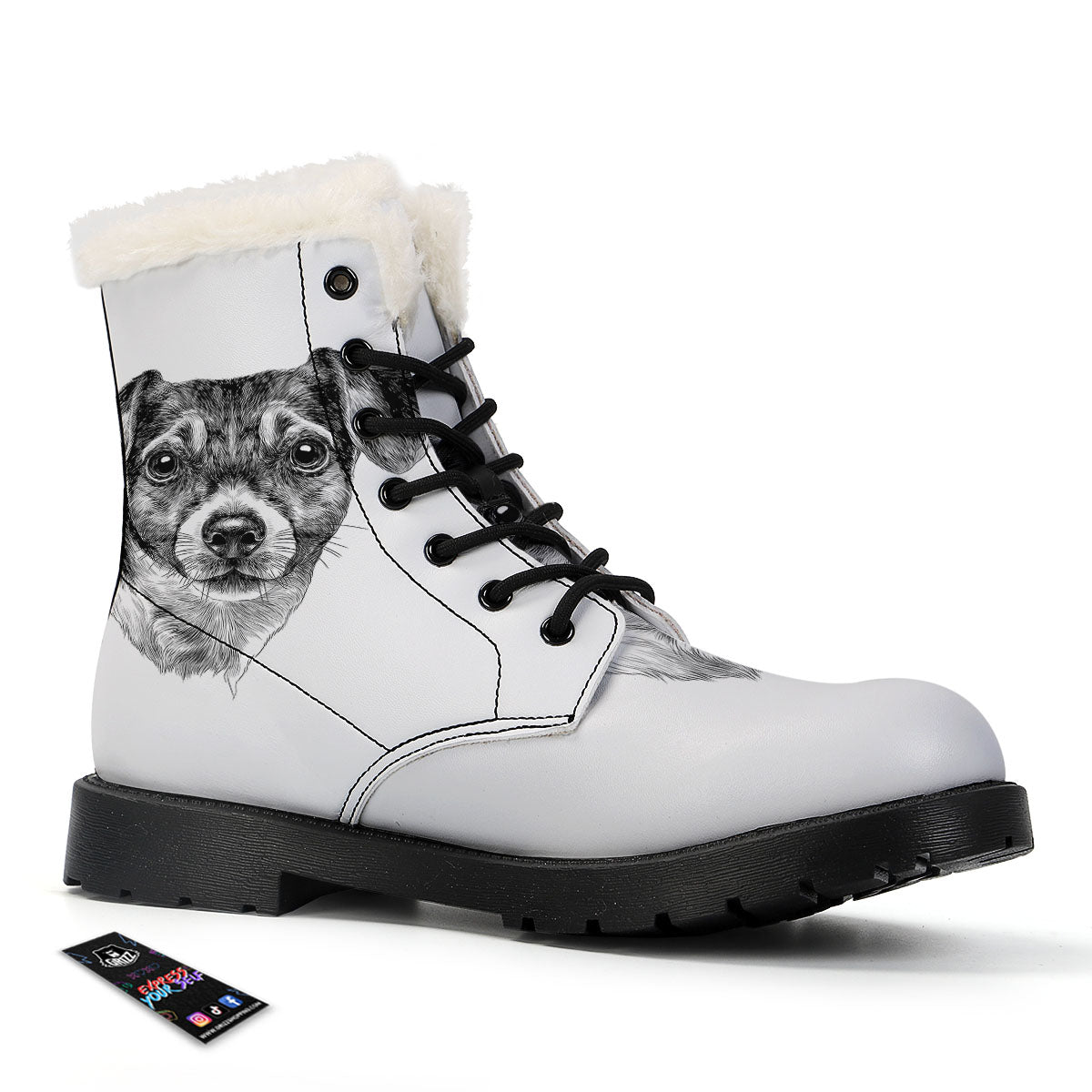 Jack Russell Terrier Drawing Print Winter Boots-grizzshop