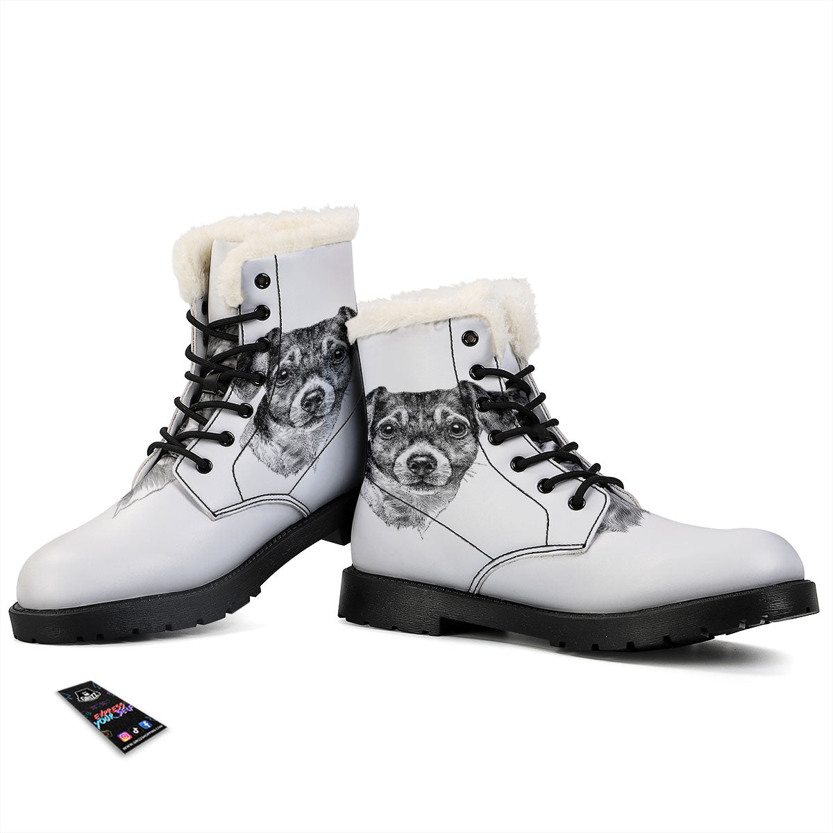 Jack Russell Terrier Drawing Print Winter Boots-grizzshop