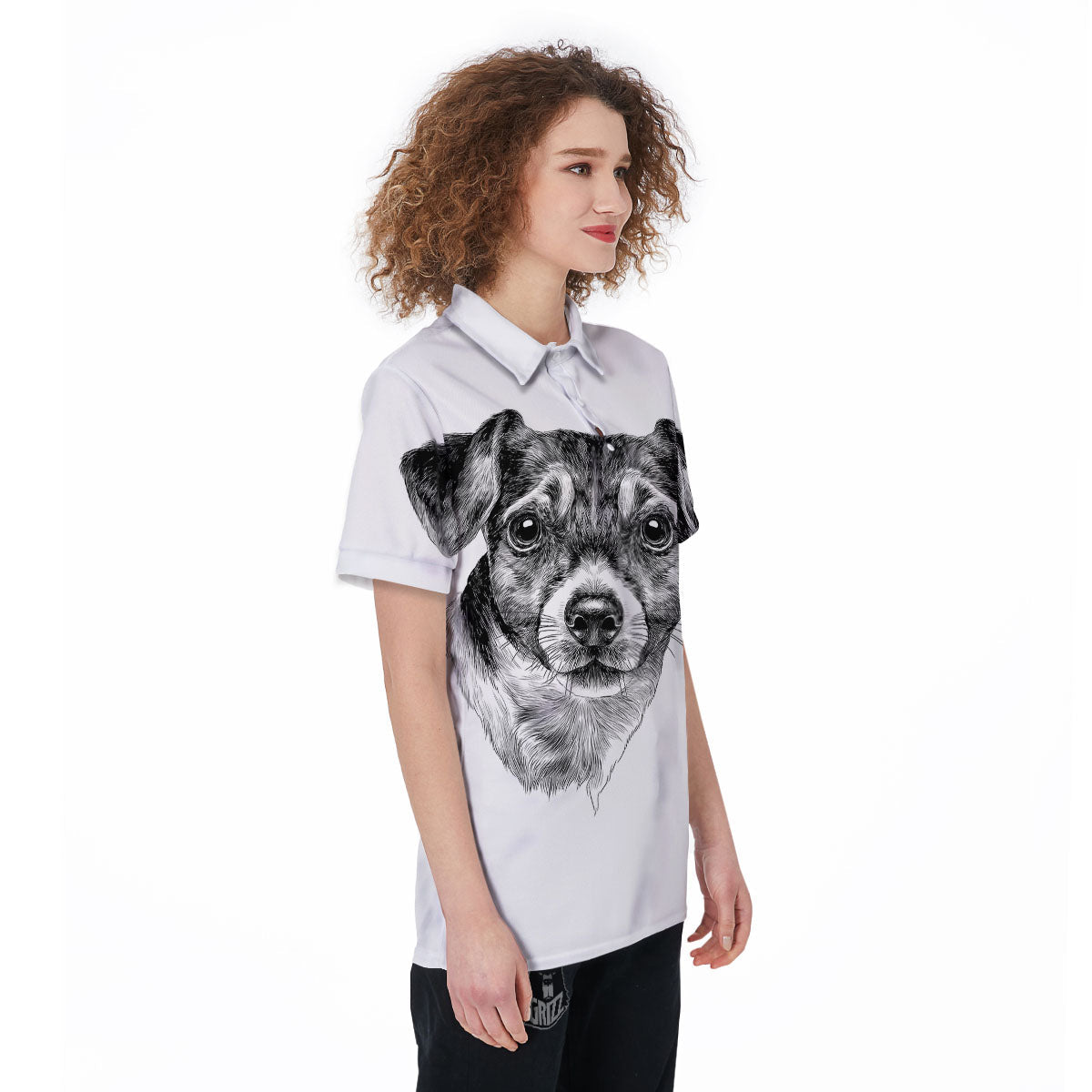 Jack Russell Terrier Drawing Print Women's Golf Shirts-grizzshop