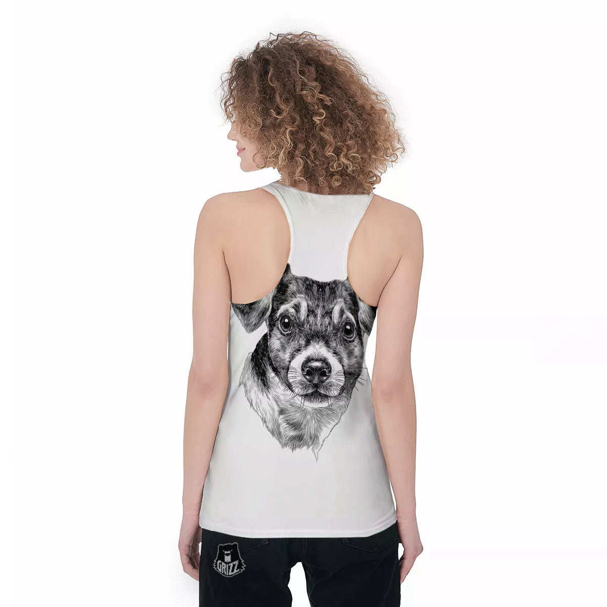 Jack Russell Terrier Drawing Print Women's Racerback Tank Top-grizzshop