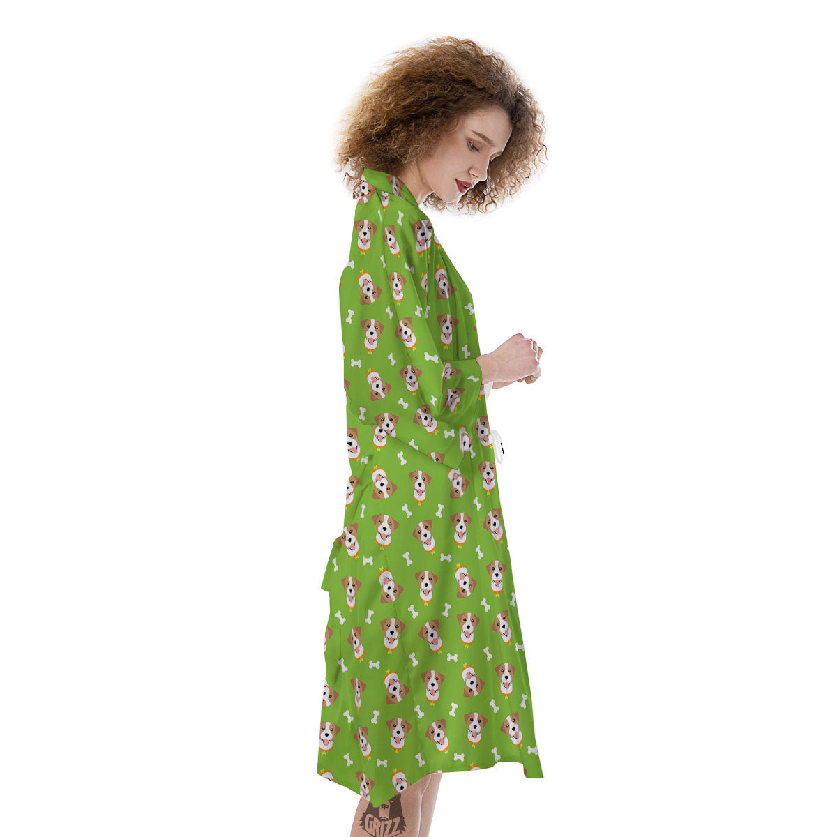 Jack Russell Terrier Happy Print Pattern Kimono-grizzshop