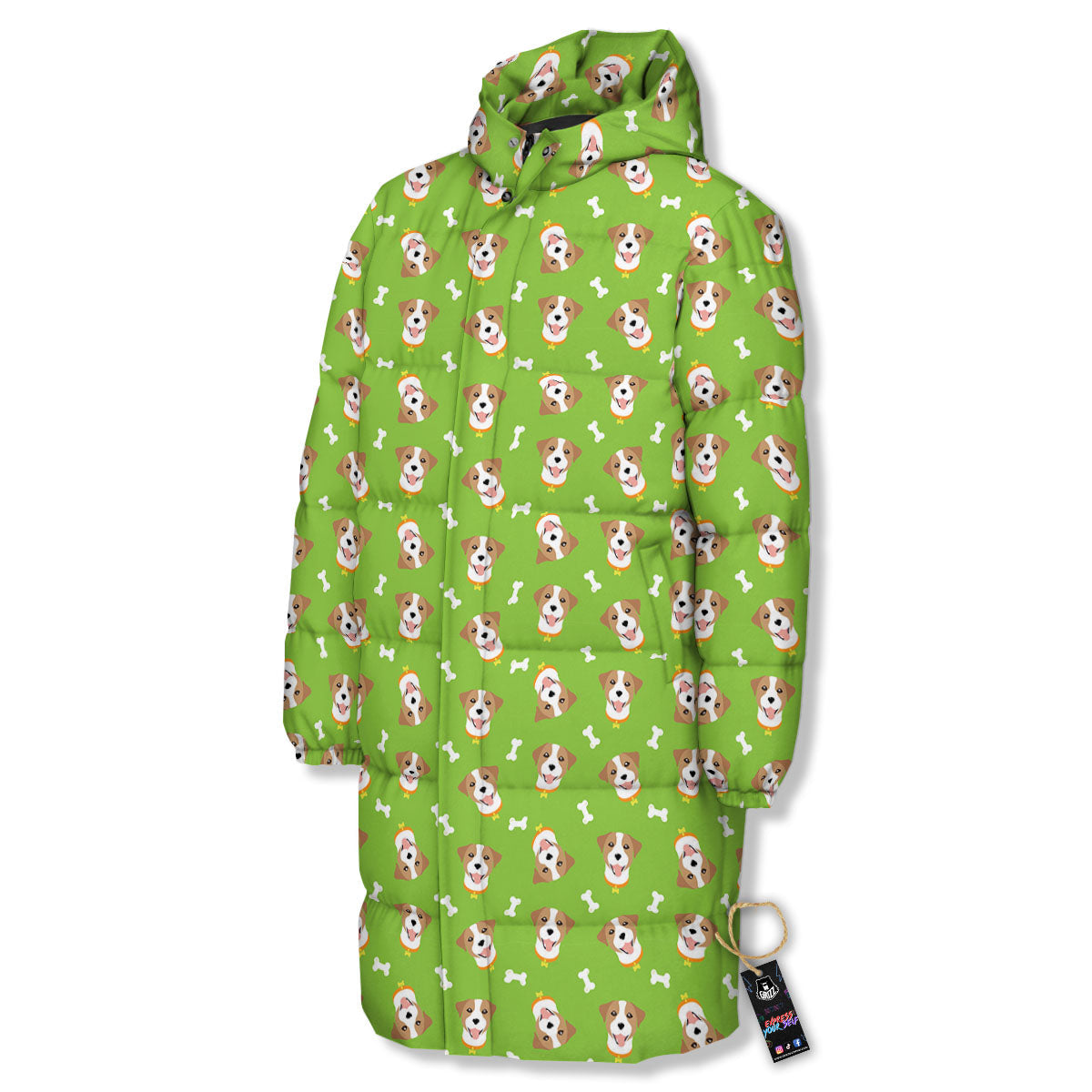 Jack Russell Terrier Happy Print Pattern Long Down Jacket-grizzshop