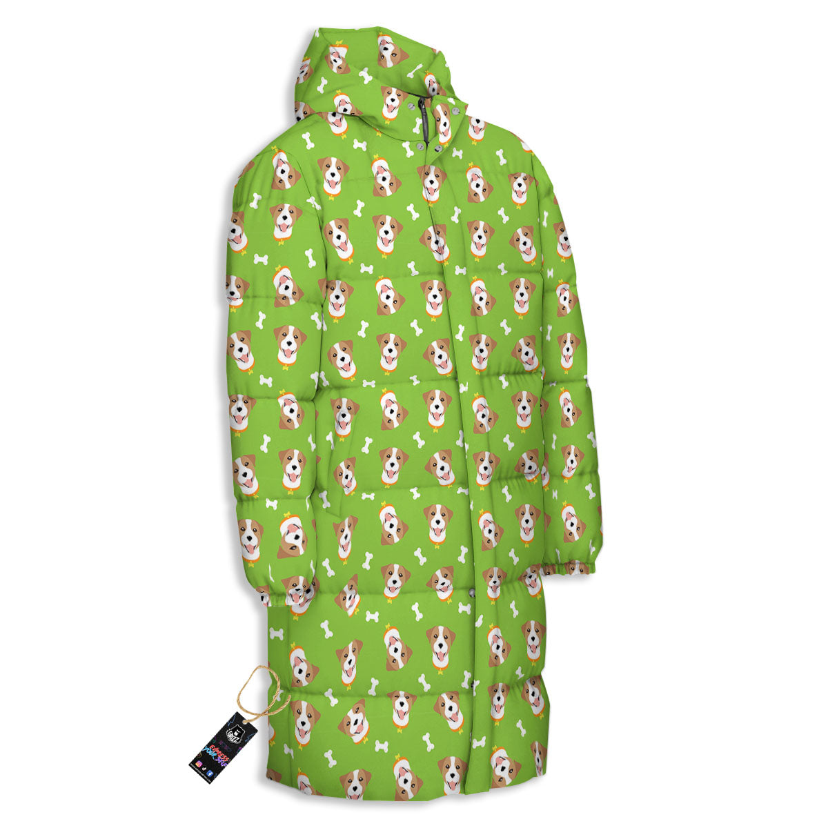 Jack Russell Terrier Happy Print Pattern Long Down Jacket-grizzshop