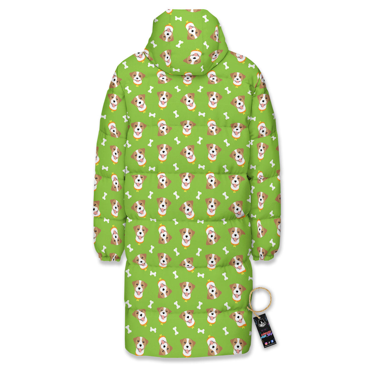 Jack Russell Terrier Happy Print Pattern Long Down Jacket-grizzshop