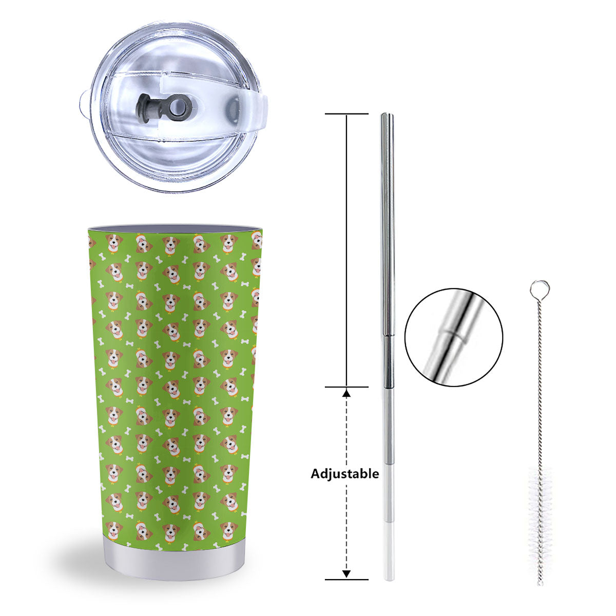 Jack Russell Terrier Happy Print Pattern Tumbler-grizzshop