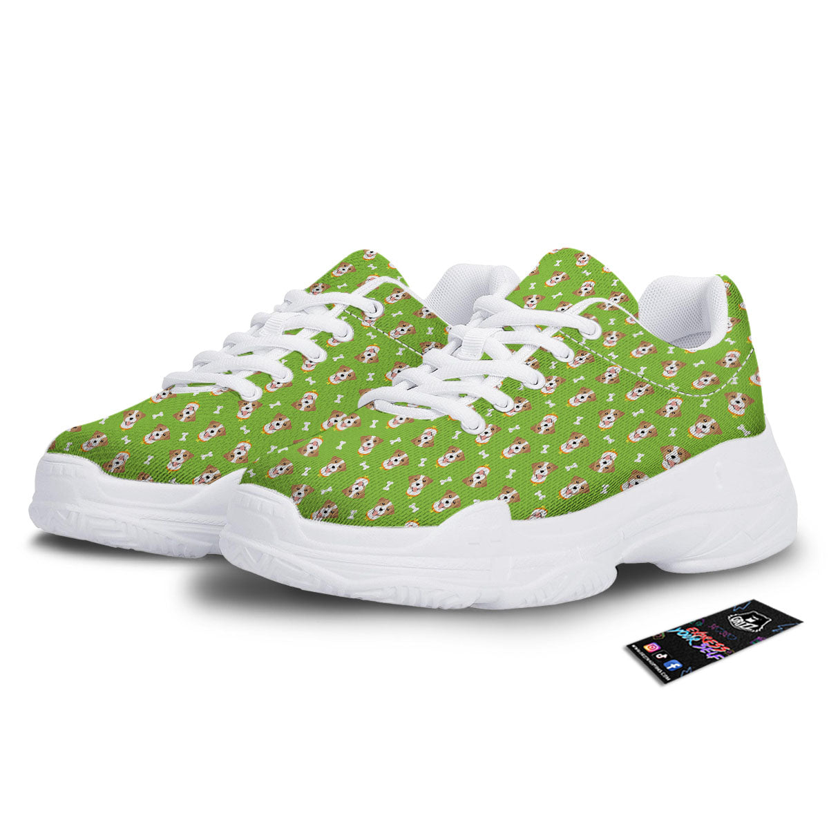 Jack Russell Terrier Happy Print Pattern White Chunky Shoes-grizzshop