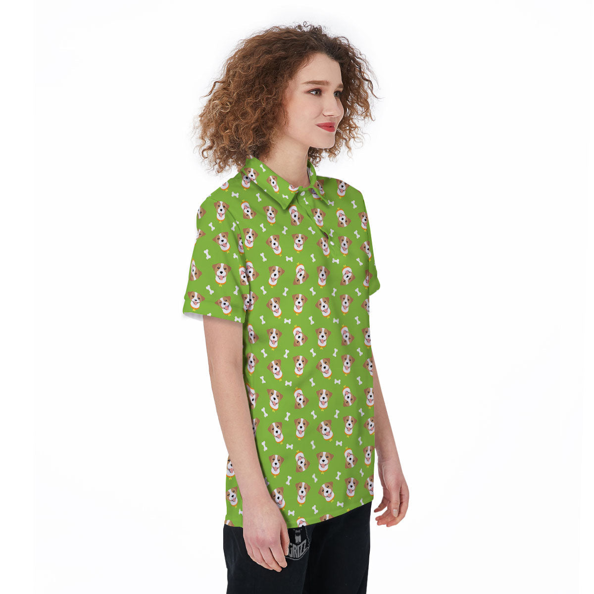 Jack Russell Terrier Happy Print Pattern Women's Golf Shirts-grizzshop