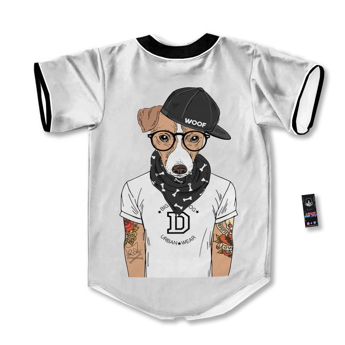 Jack Russell Terrier Hipster Print Baseball Jersey-grizzshop