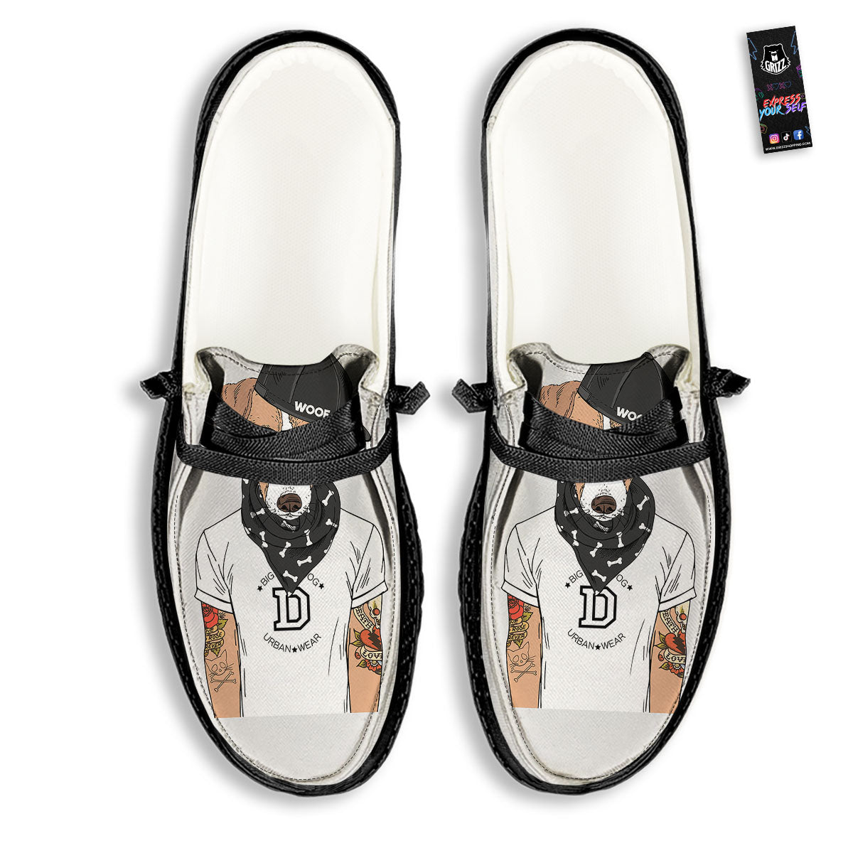Jack Russell Terrier Hipster Print Black Loafers-grizzshop