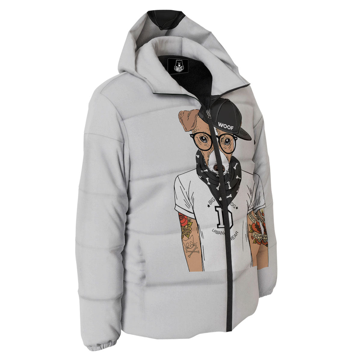 Jack Russell Terrier Hipster Print Down Jacket-grizzshop