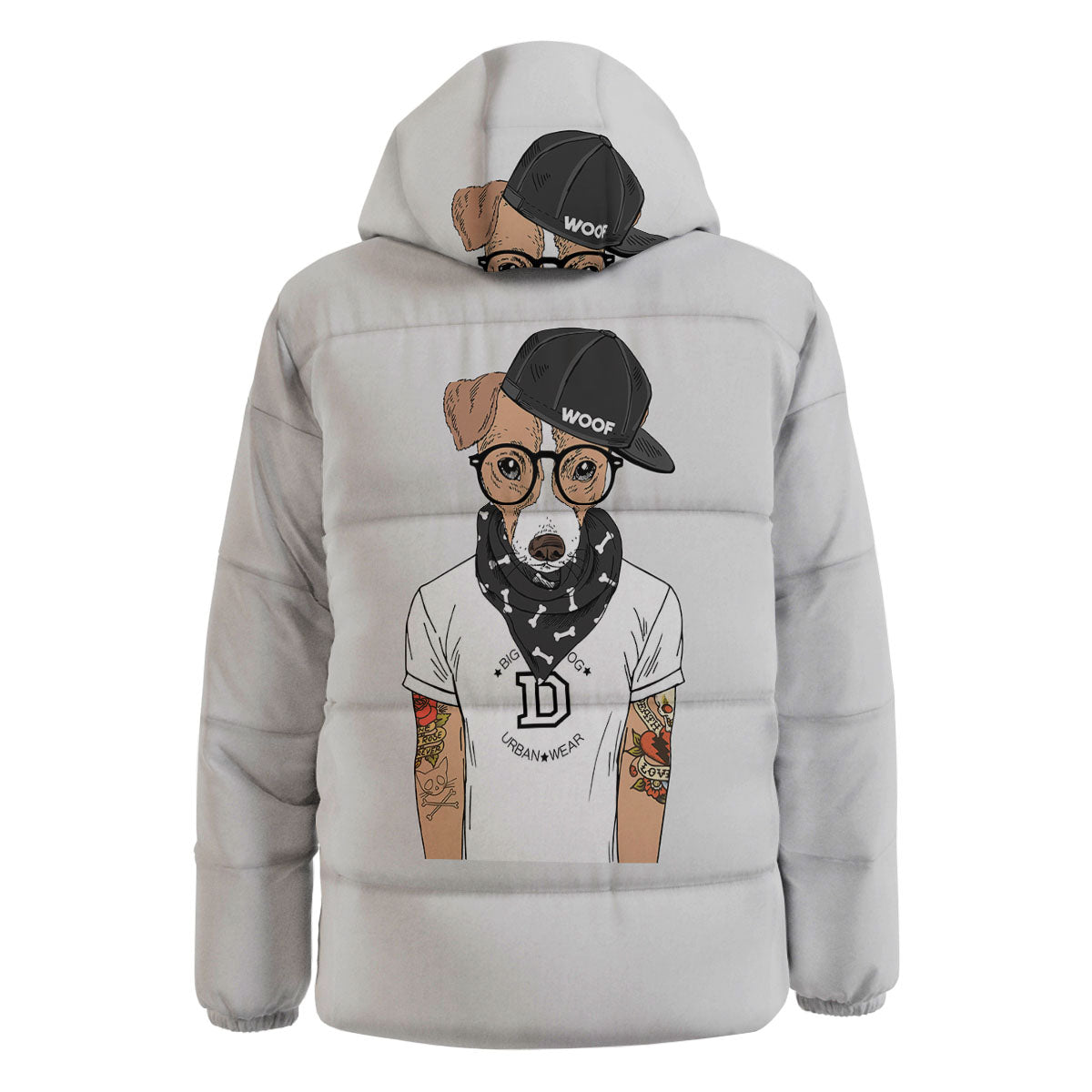 Jack Russell Terrier Hipster Print Down Jacket-grizzshop