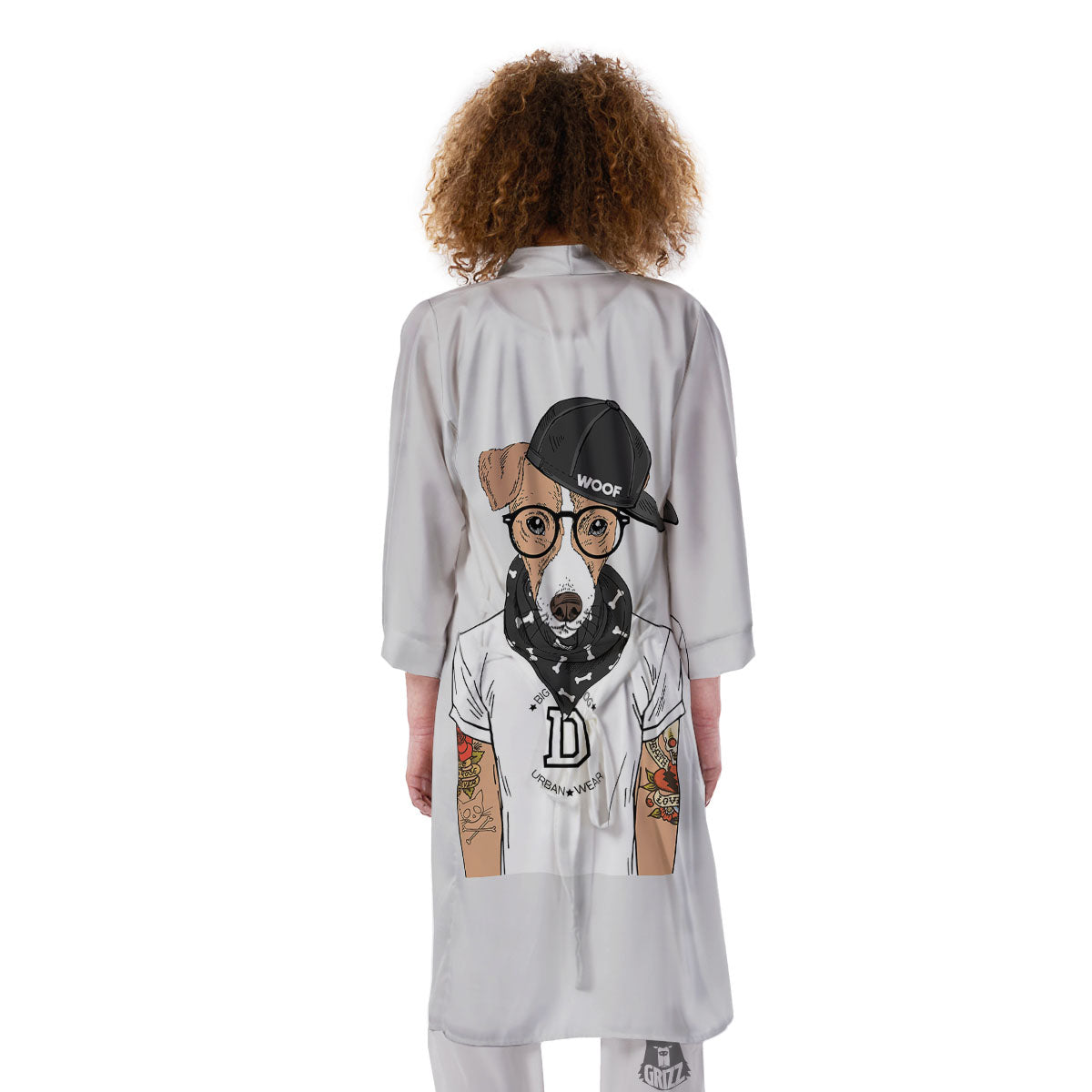 Jack Russell Terrier Hipster Print Kimono-grizzshop