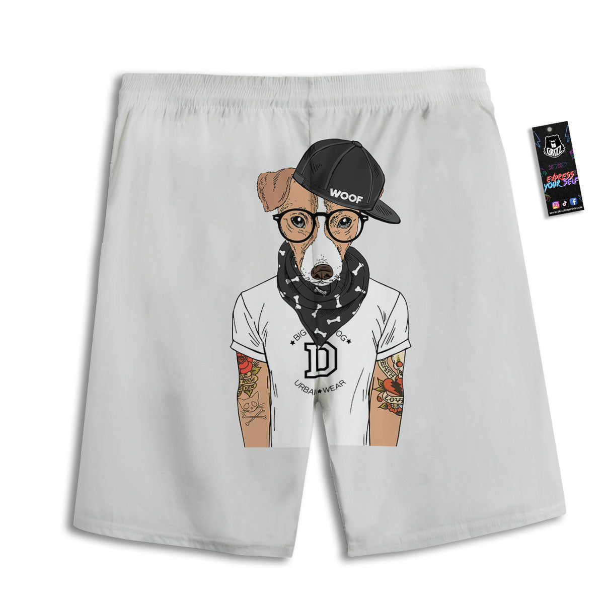 Jack Russell Terrier Hipster Print Men's Athletic Shorts
