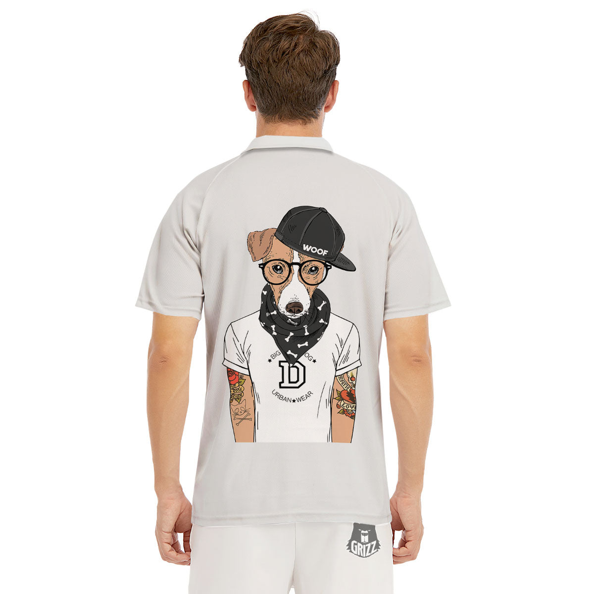 Jack Russell Terrier Hipster Print Men's Golf Shirts-grizzshop