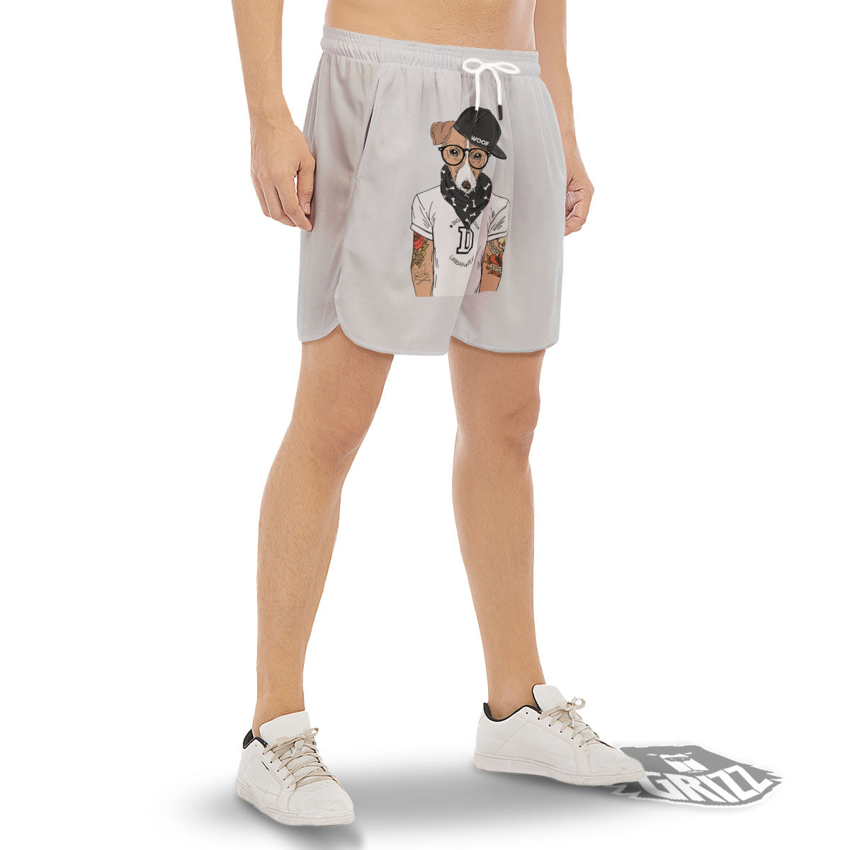 Jack Russell Terrier Hipster Print Men's Gym Shorts-grizzshop