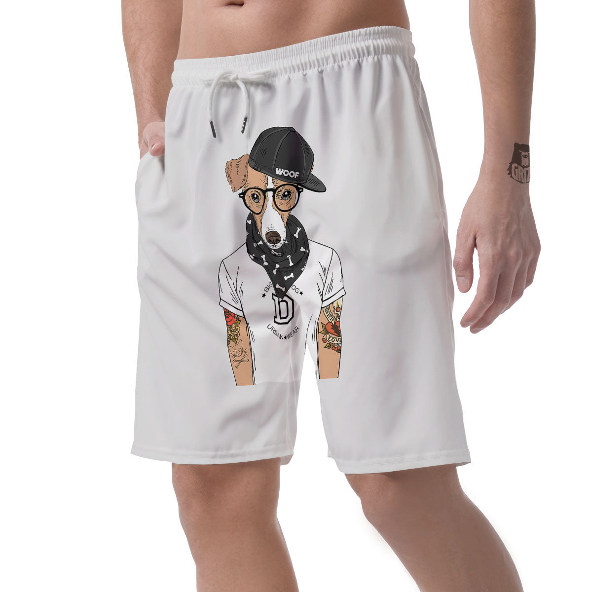 Jack Russell Terrier Hipster Print Men's Shorts-grizzshop