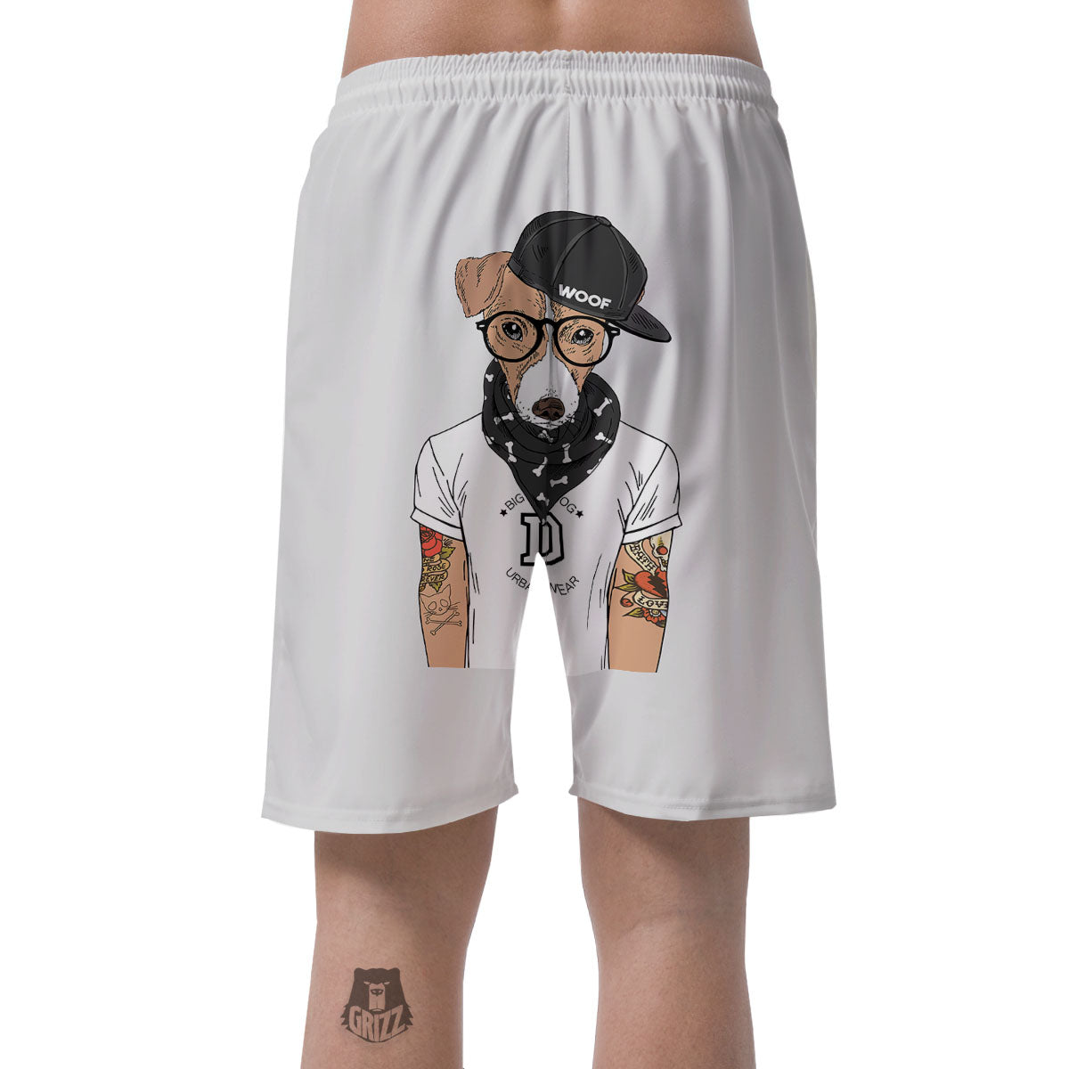 Jack Russell Terrier Hipster Print Men's Shorts-grizzshop