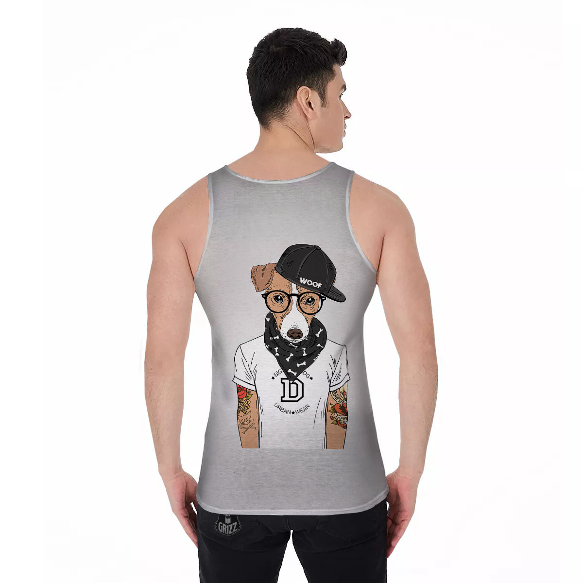 Jack Russell Terrier Hipster Print Men's Tank Top-grizzshop