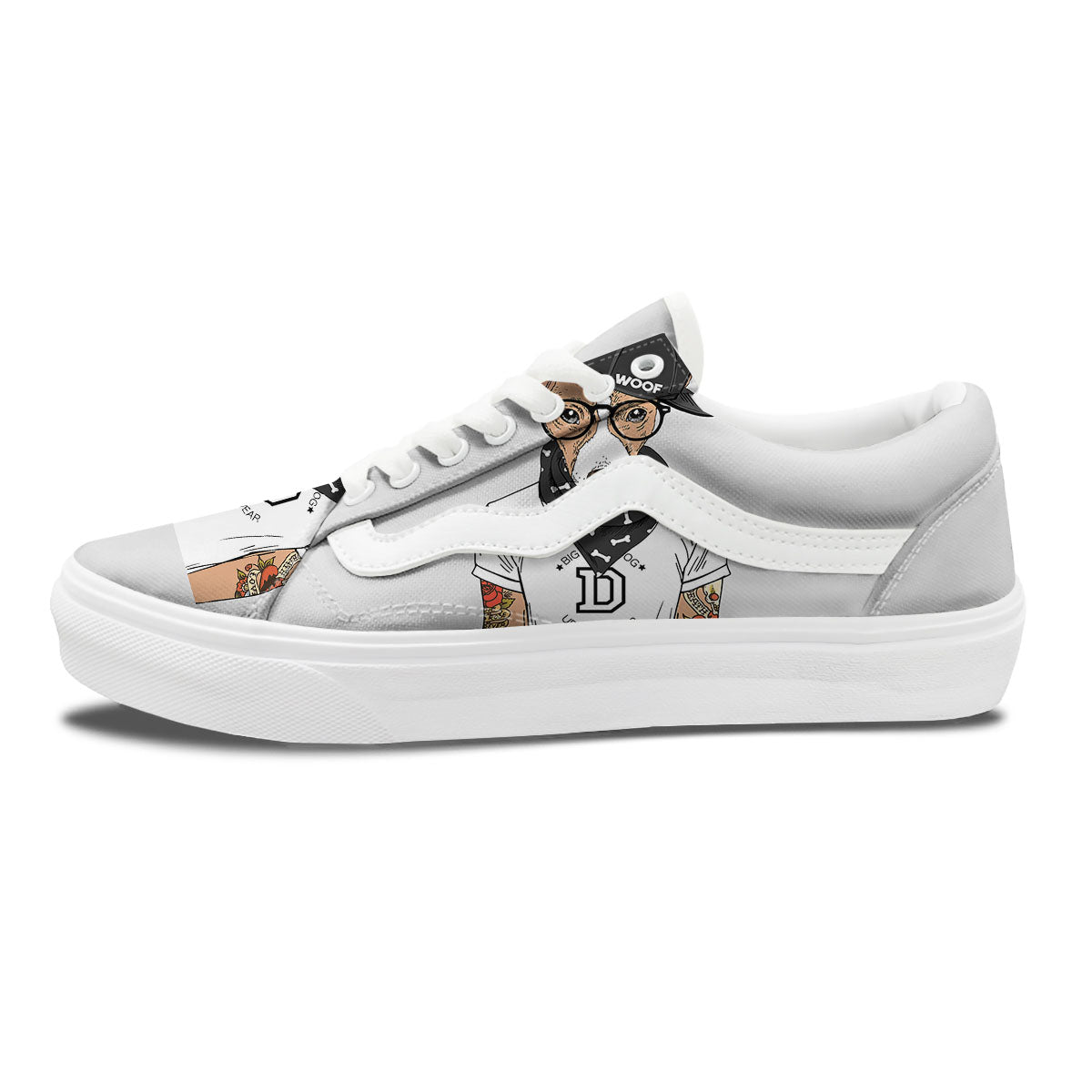 Jack Russell Terrier Hipster Print Skate Shoes-grizzshop