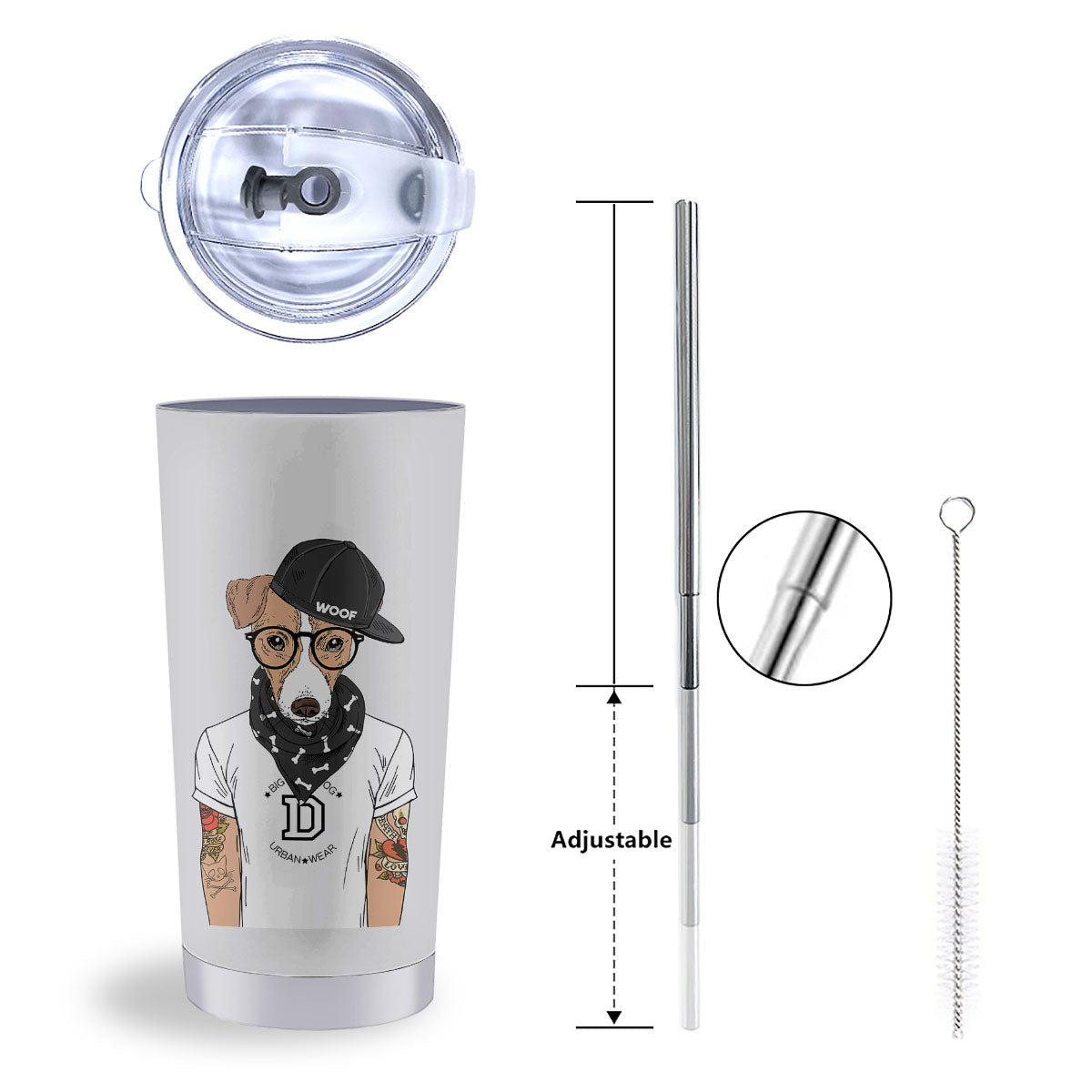 Jack Russell Terrier Hipster Print Tumbler-grizzshop