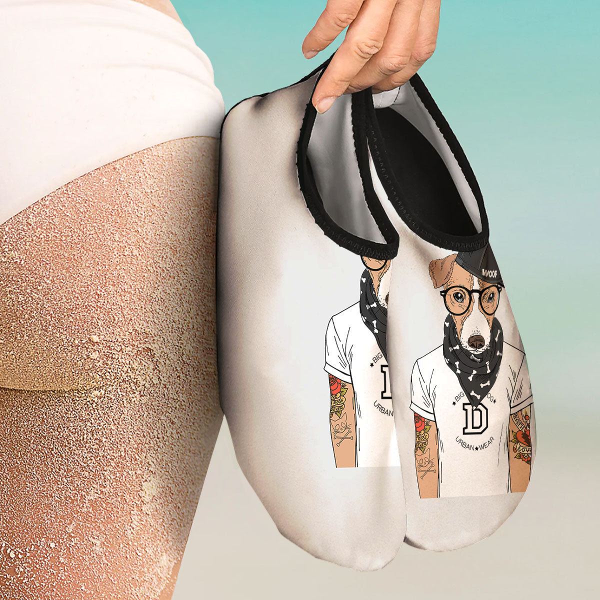 Jack Russell Terrier Hipster Print Water Shoes-grizzshop