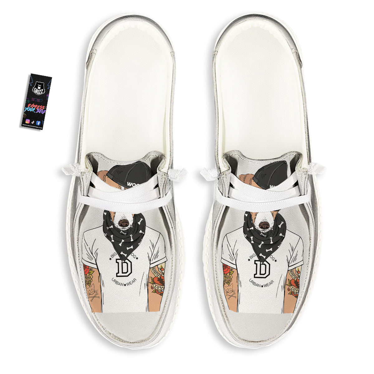 Jack Russell Terrier Hipster Print White Loafers-grizzshop