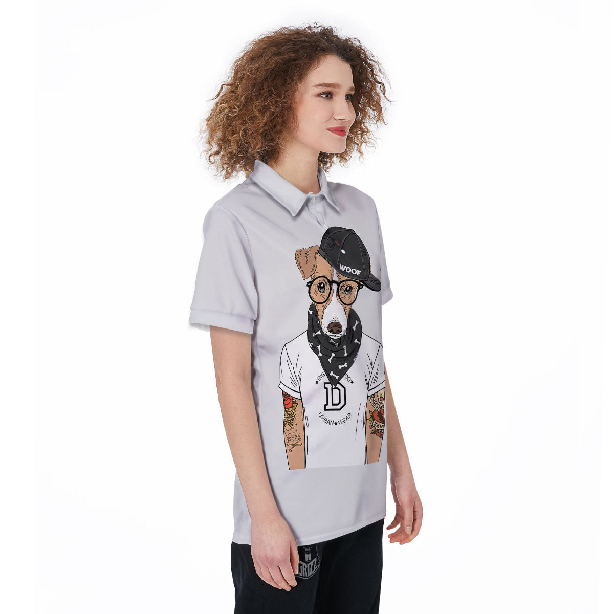 Jack Russell Terrier Hipster Print Women's Golf Shirts-grizzshop