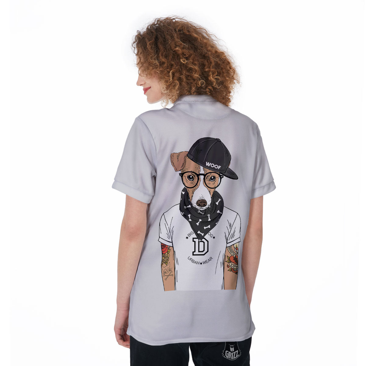 Jack Russell Terrier Hipster Print Women's Golf Shirts-grizzshop