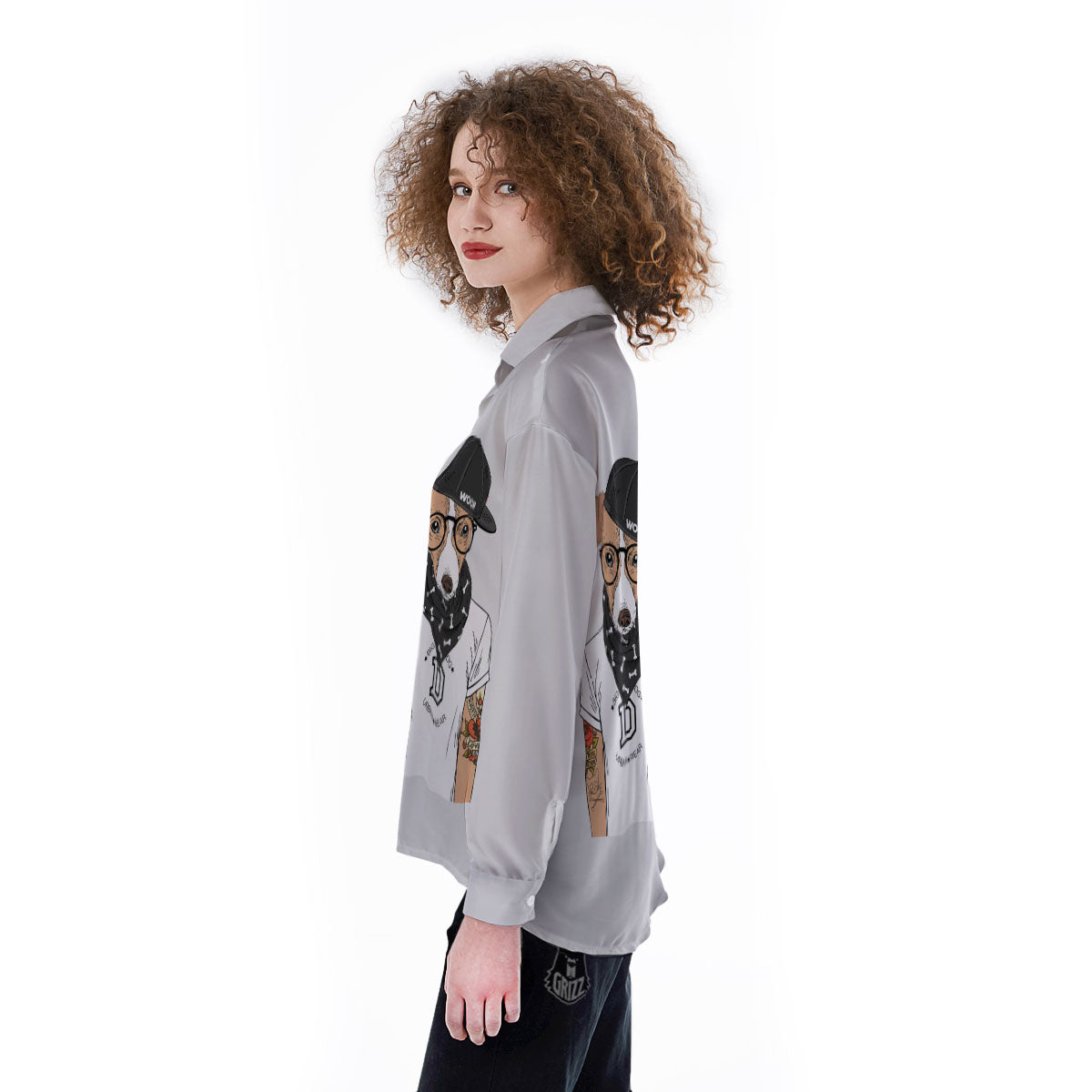 Jack Russell Terrier Hipster Print Women's Long Sleeve Shirts-grizzshop
