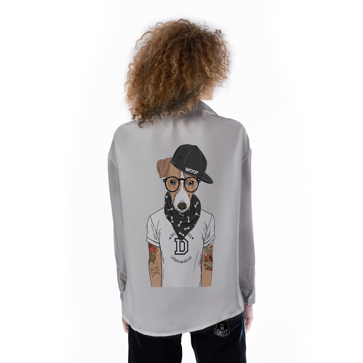 Jack Russell Terrier Hipster Print Women's Long Sleeve Shirts-grizzshop