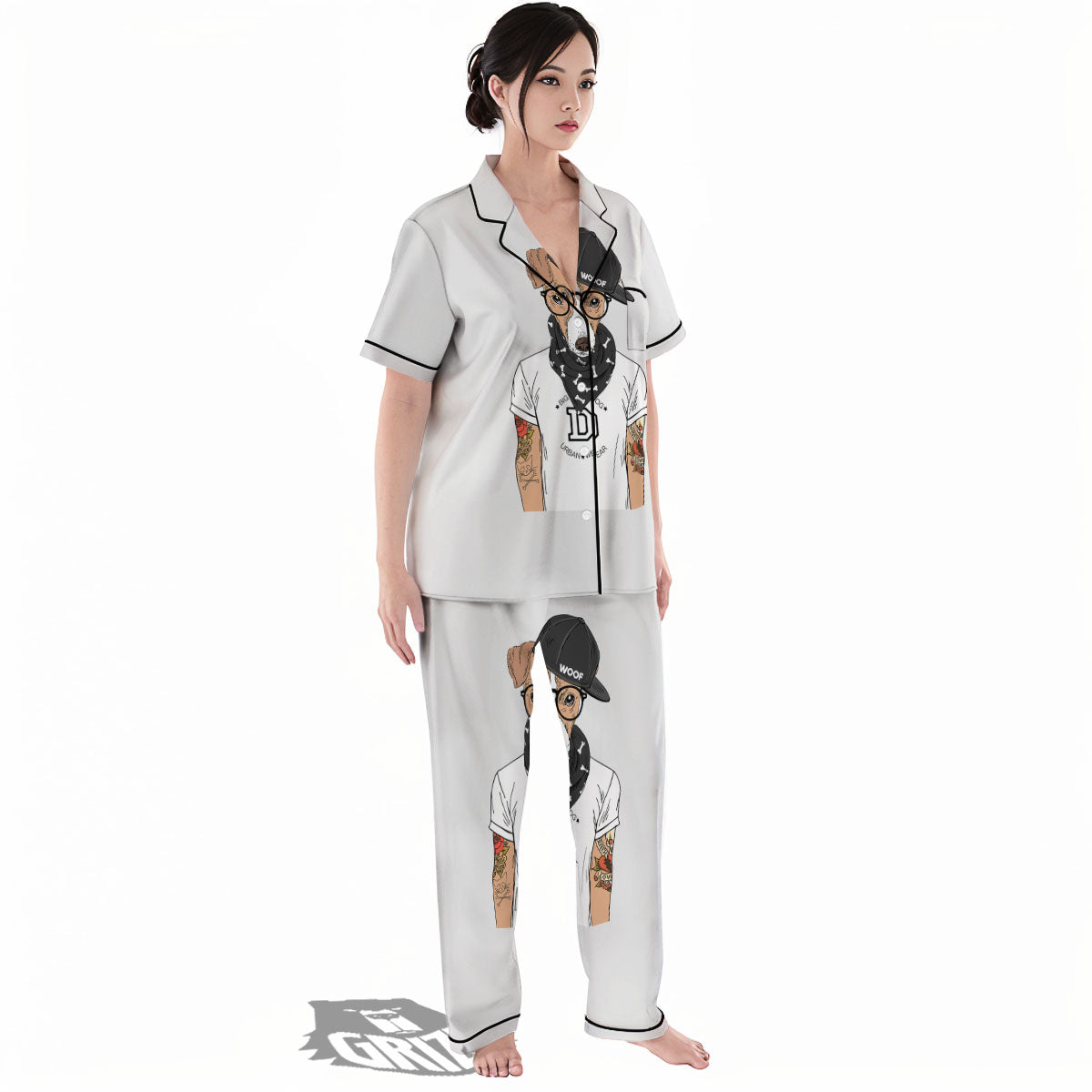 Jack Russell Terrier Hipster Print Women's Pajamas Set-grizzshop