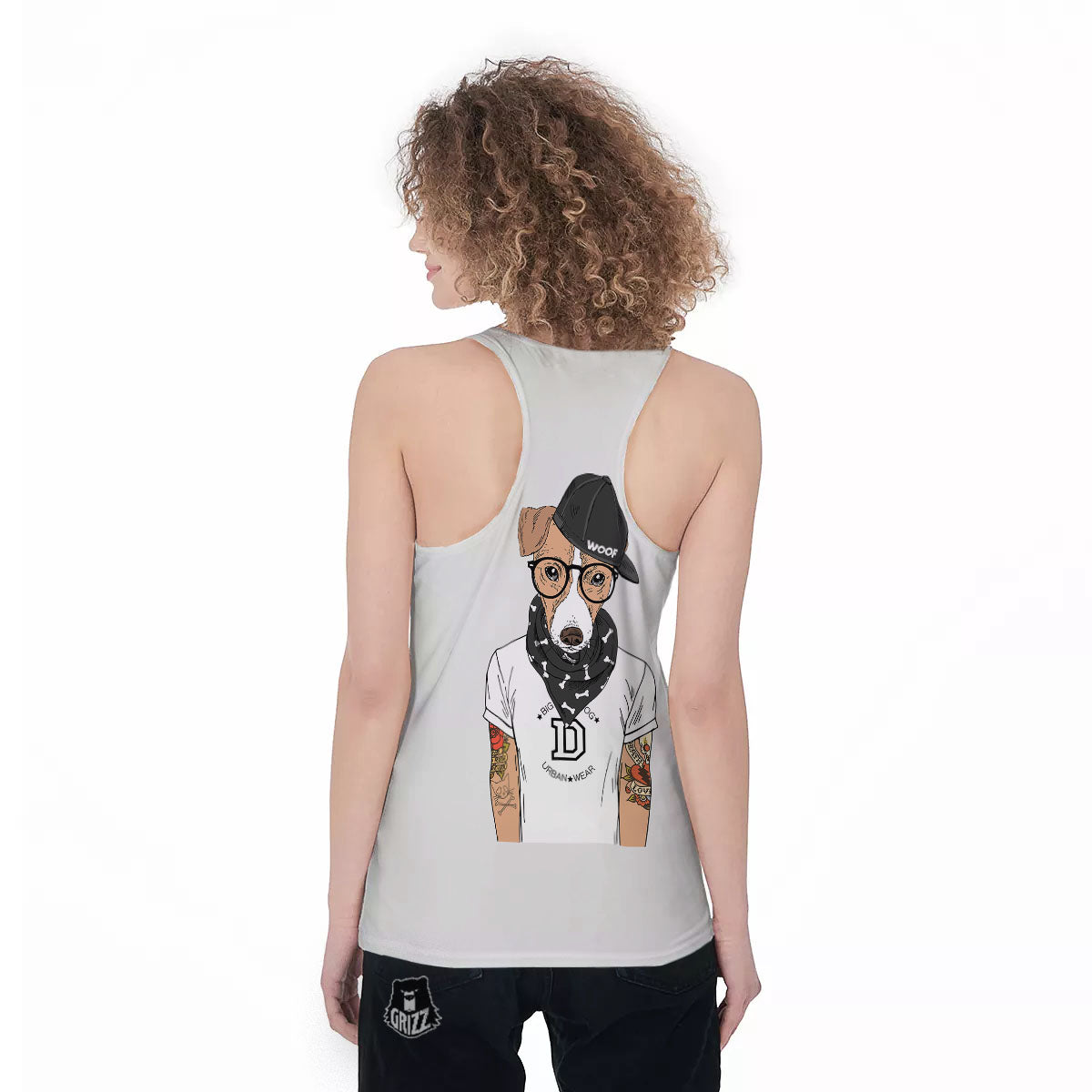 Jack Russell Terrier Hipster Print Women's Racerback Tank Top-grizzshop