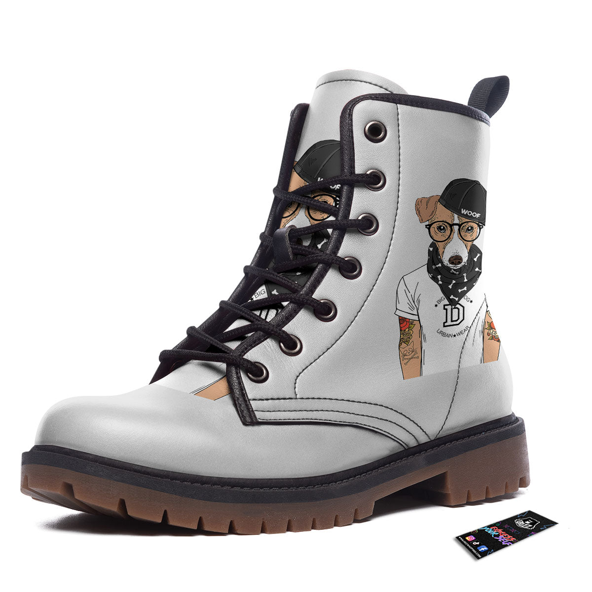 Jack Russell Terrier Hipster Print Work Boots-grizzshop