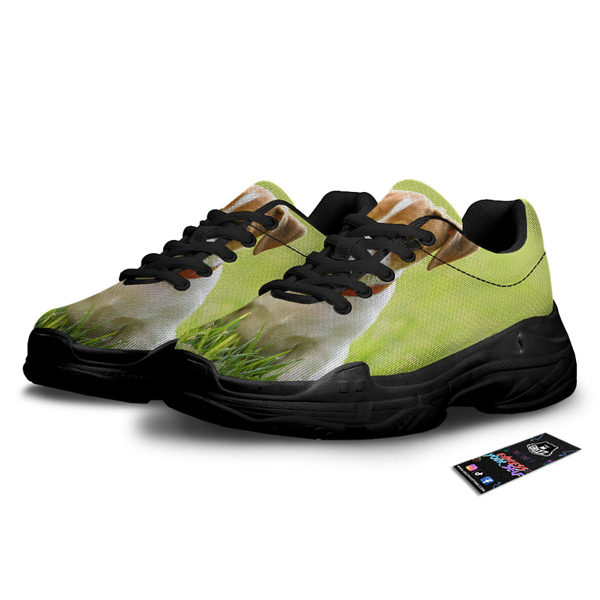 Jack Russell Terrier Little Print Black Chunky Shoes-grizzshop