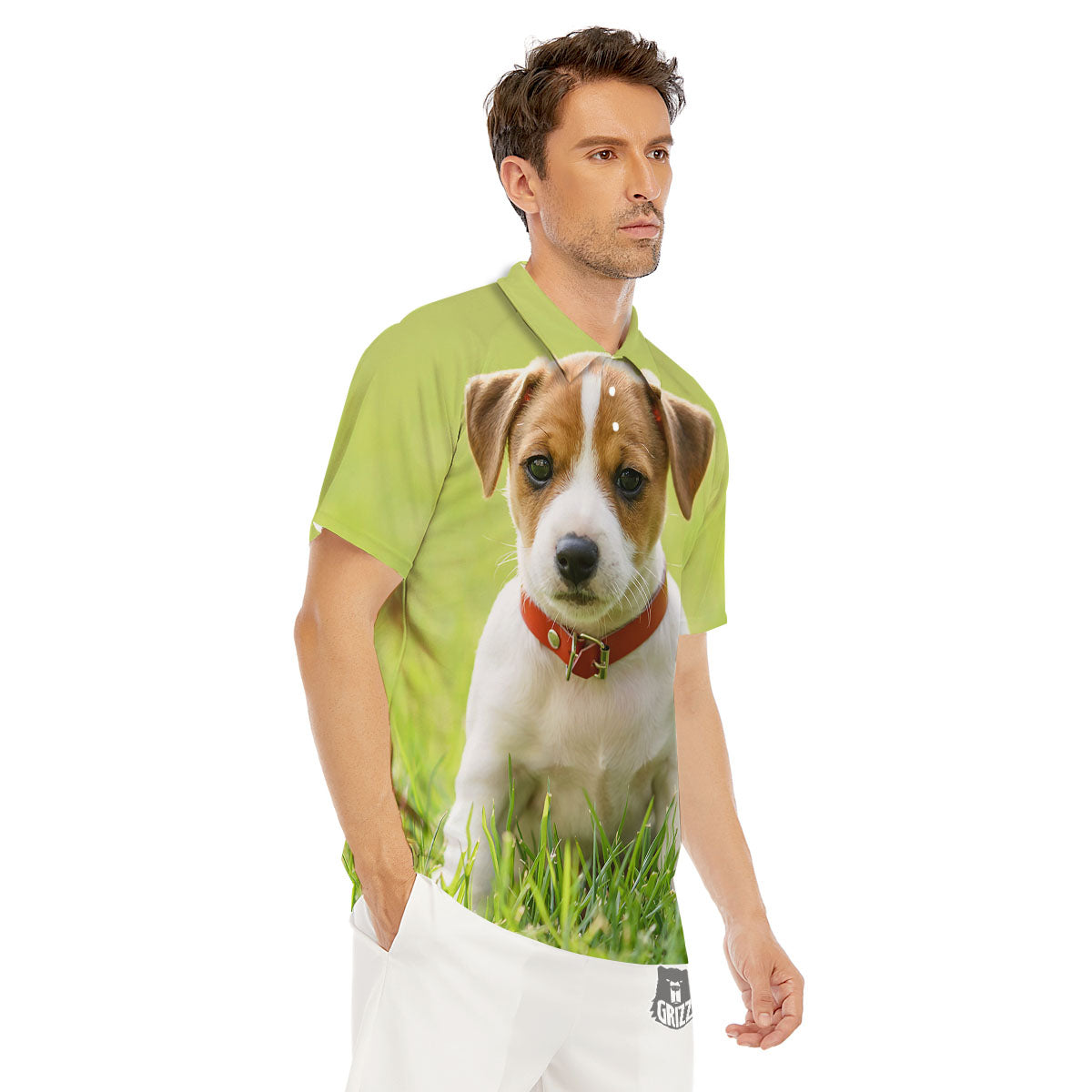 Jack Russell Terrier Little Print Men's Golf Shirts-grizzshop