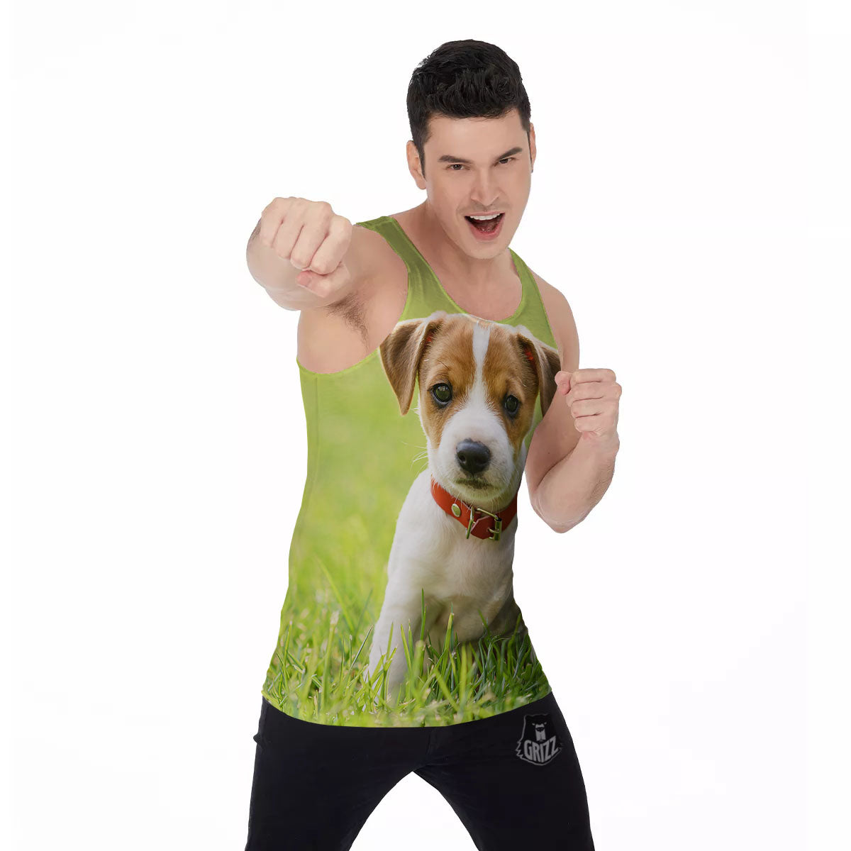 Jack Russell Terrier Little Print Men's Tank Top-grizzshop