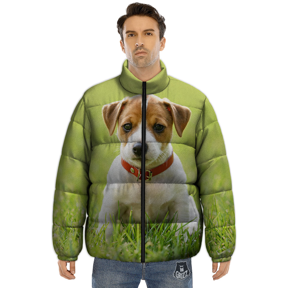Jack Russell Terrier Little Print Puffer Jacket-grizzshop