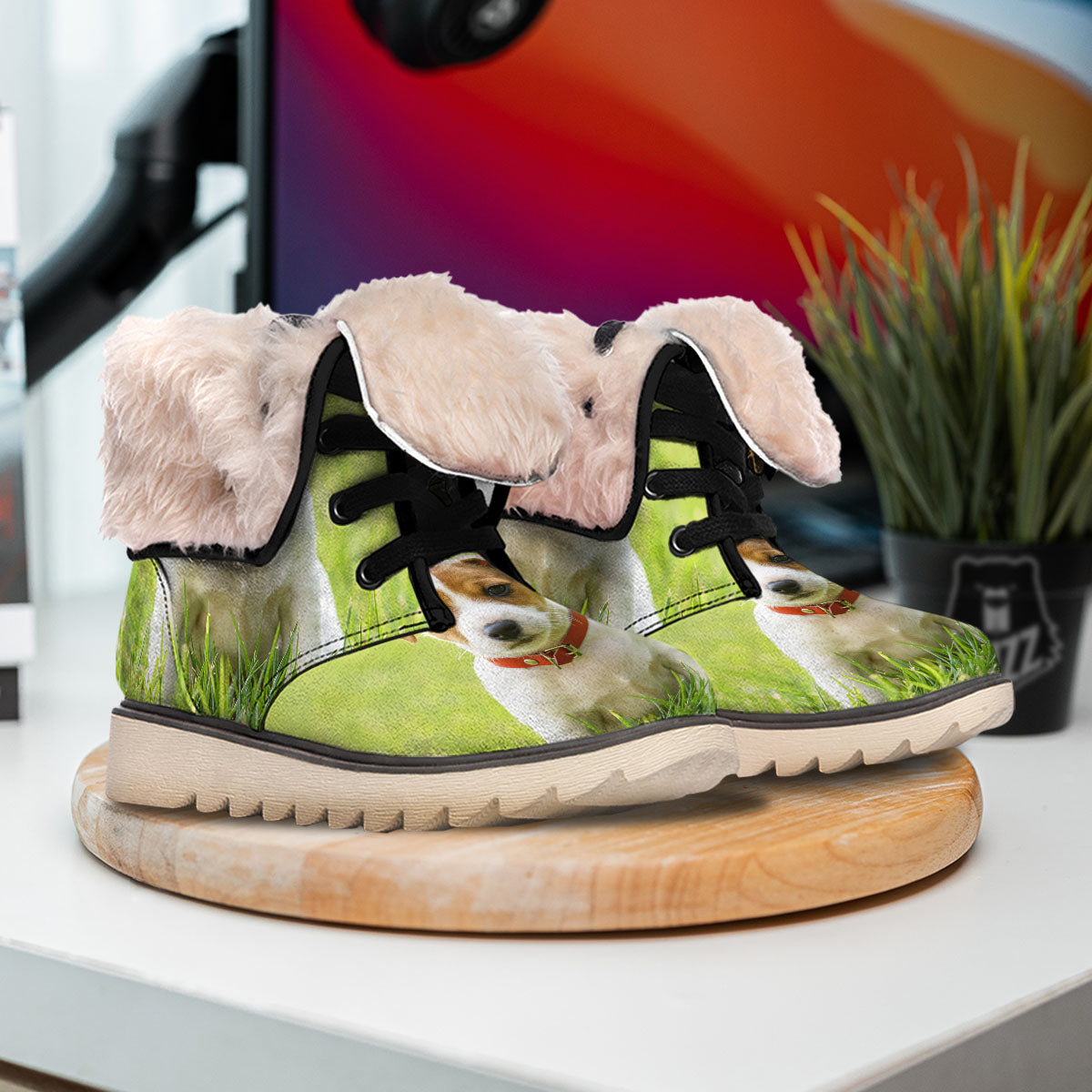 Jack Russell Terrier Little Print Snow Boots-grizzshop