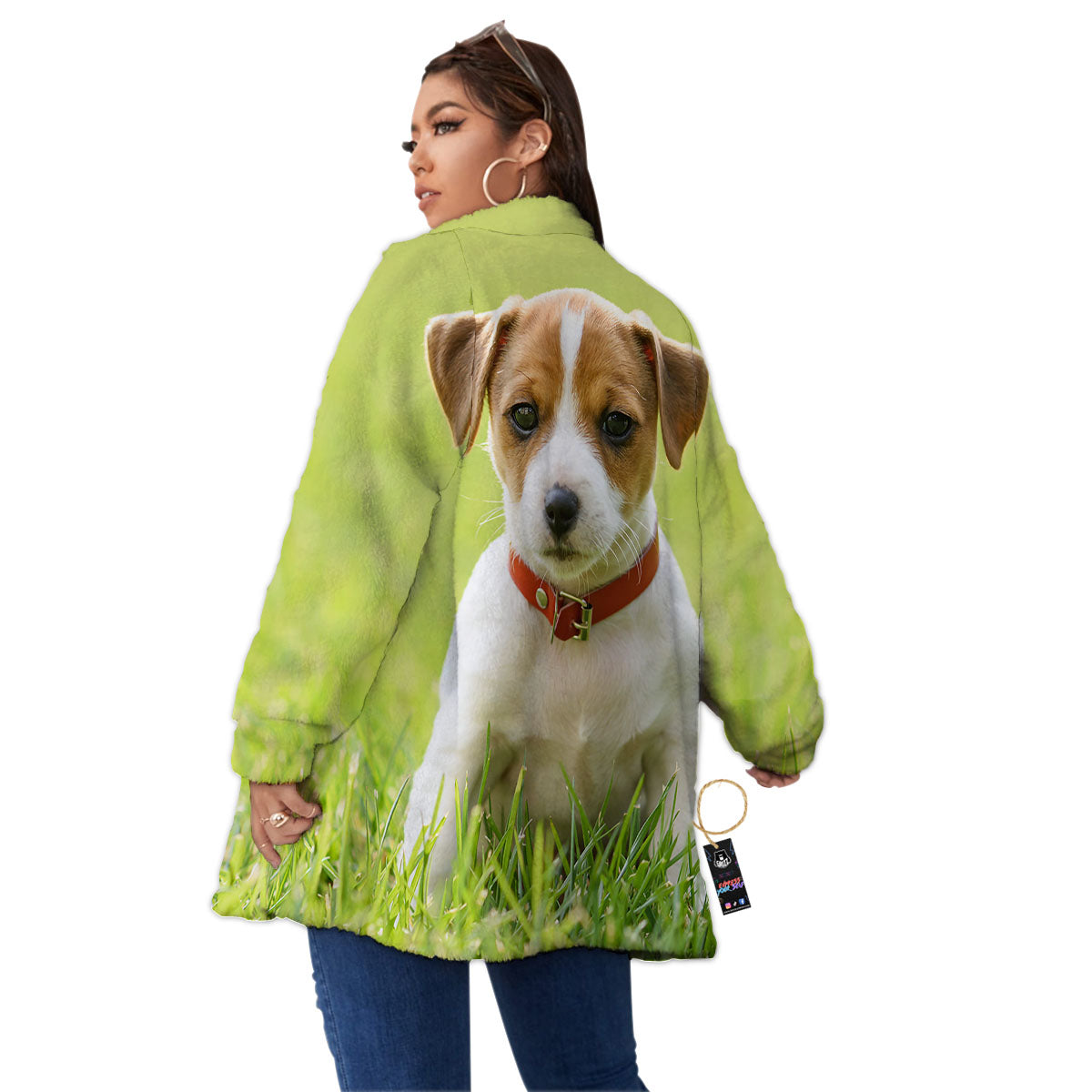 Jack Russell Terrier Little Print Women's Sherpa Jacket-grizzshop