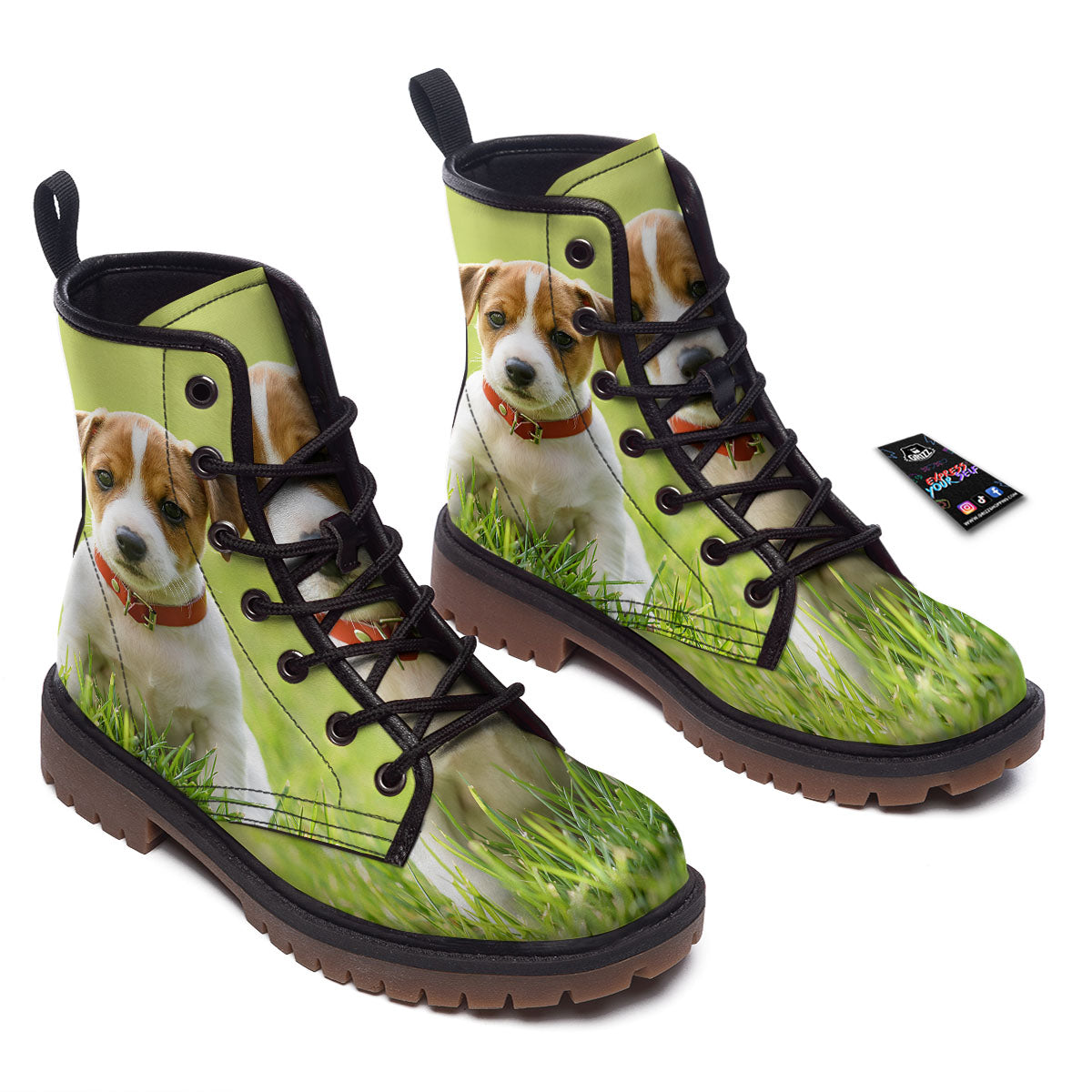 Jack Russell Terrier Little Print Work Boots-grizzshop