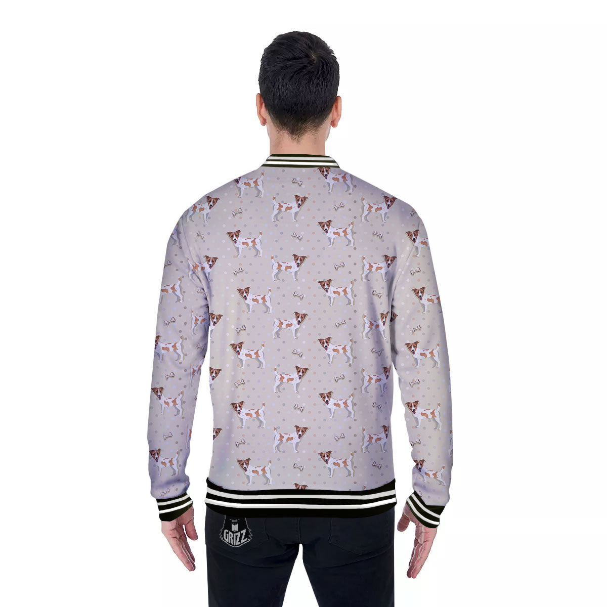 Jack Russell Terrier Polka Dot Print Pattern Baseball Jacket-grizzshop