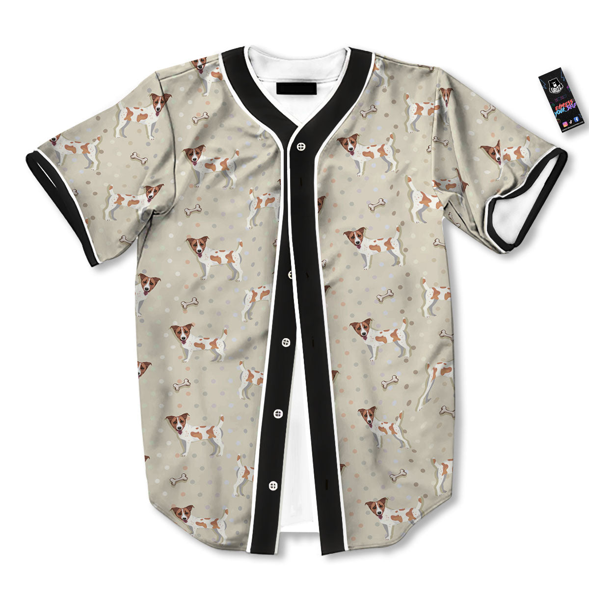 Jack Russell Terrier Polka Dot Print Pattern Baseball Jersey-grizzshop