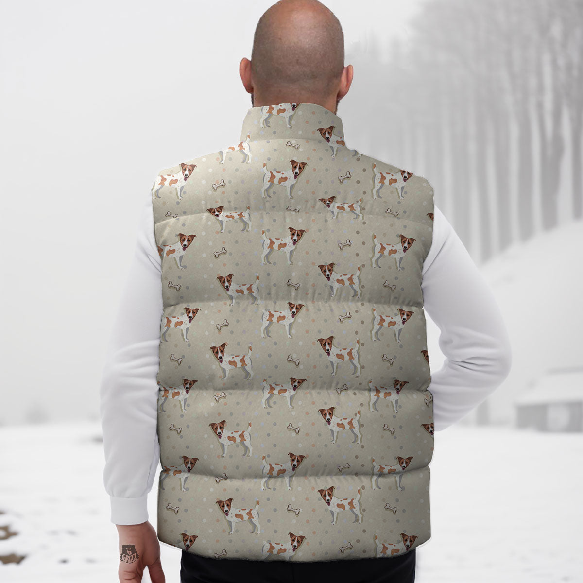 Jack Russell Terrier Polka Dot Print Pattern Down Vest
