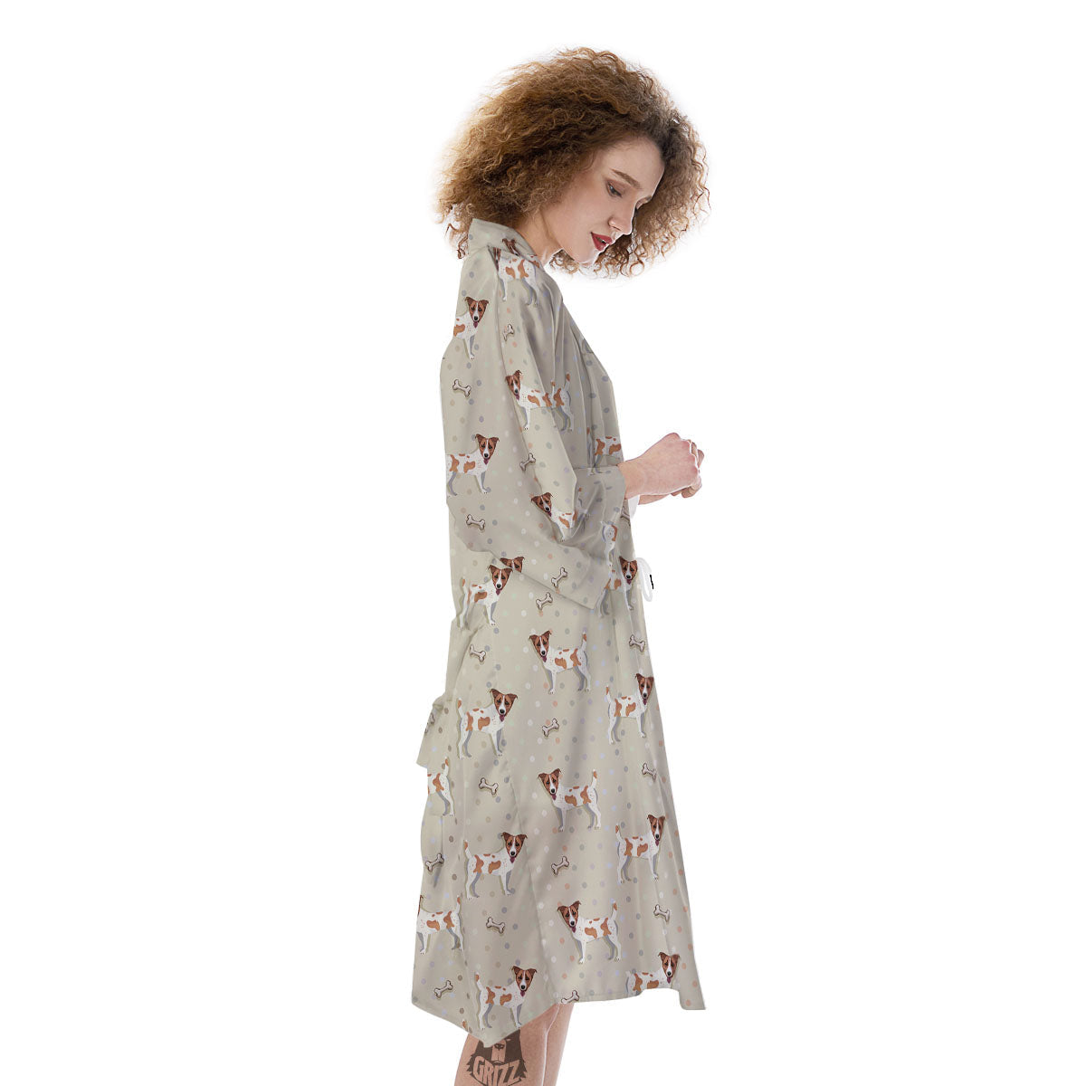 Jack Russell Terrier Polka Dot Print Pattern Kimono-grizzshop