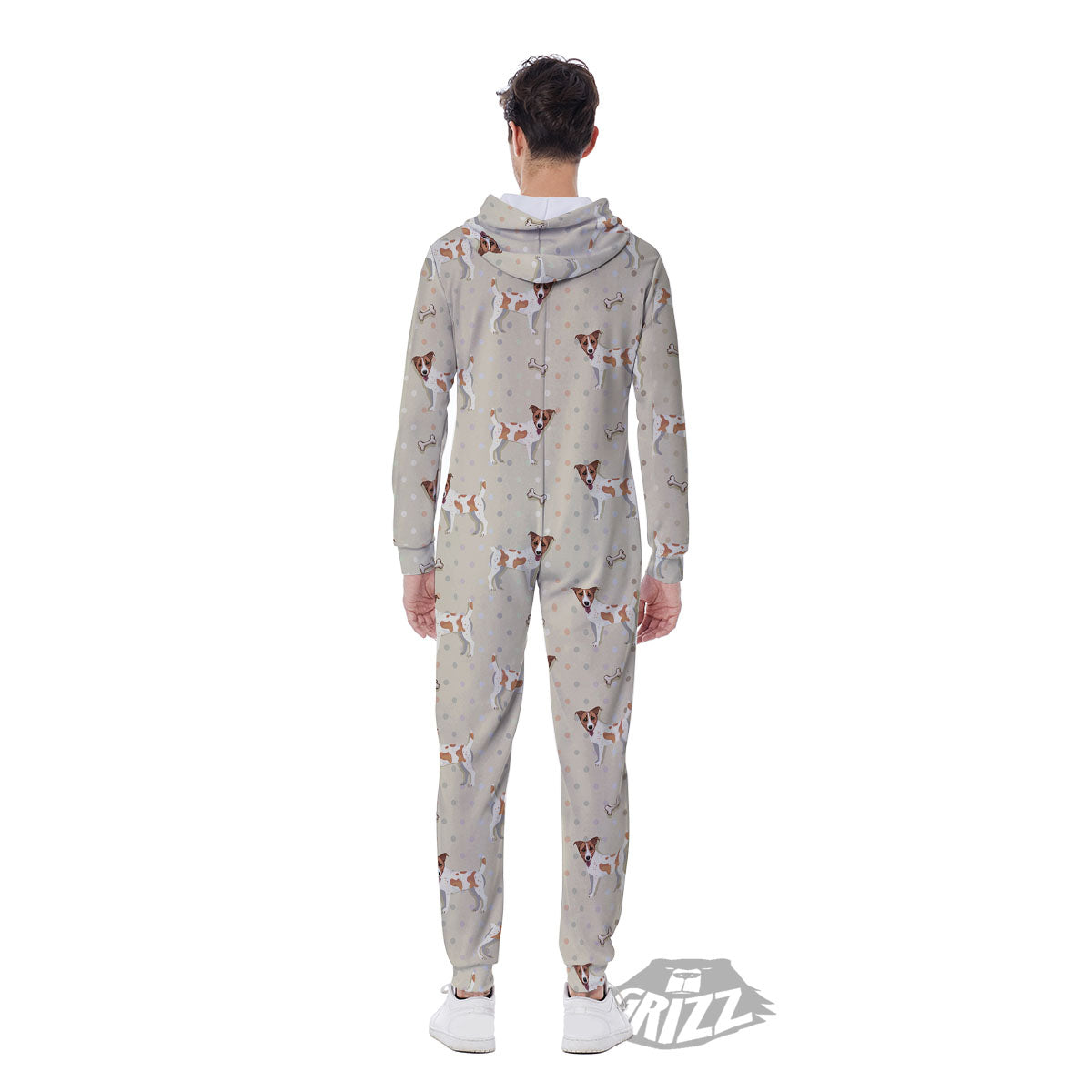 Jack Russell Terrier Polka Dot Print Pattern Men's Jumpsuit-grizzshop