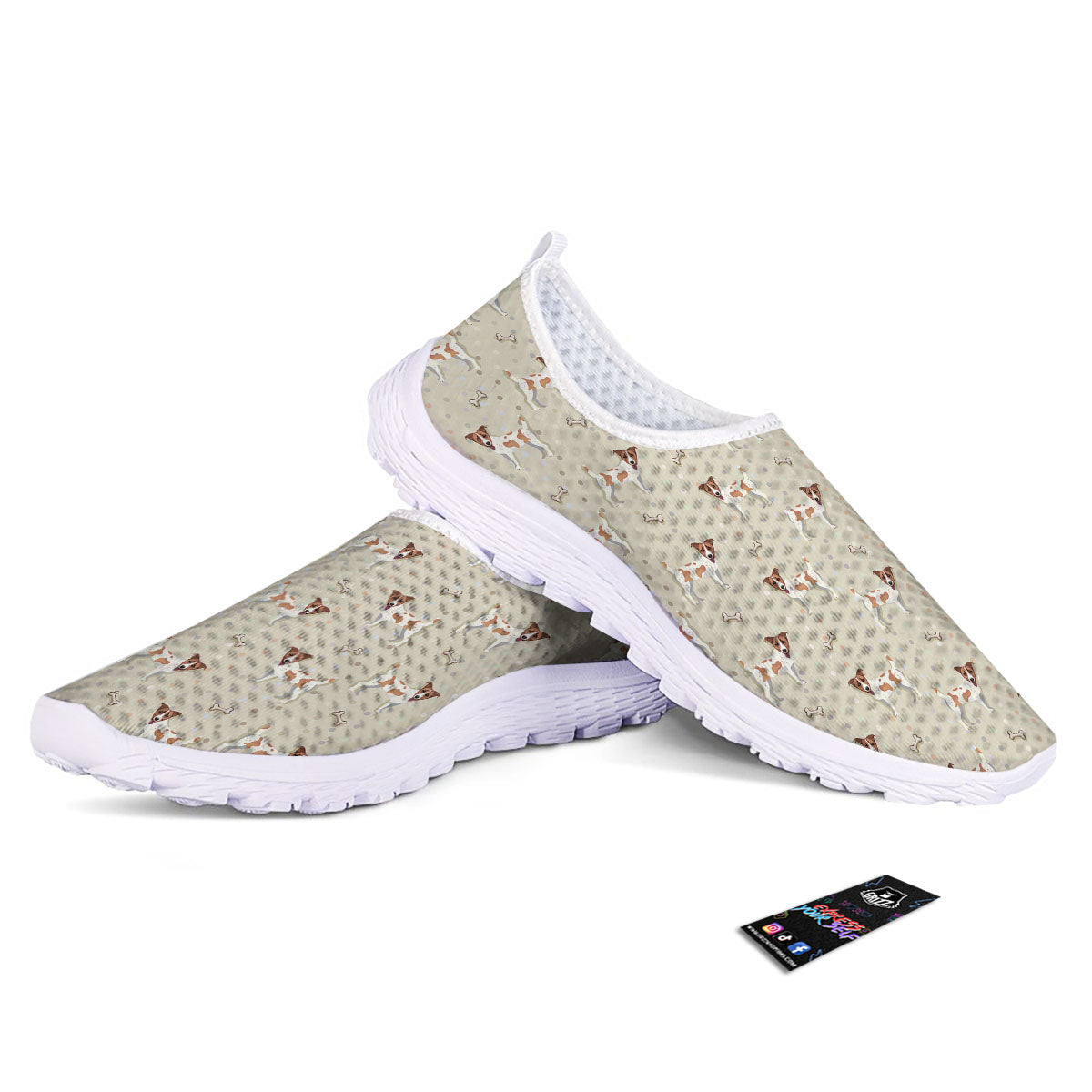 Jack Russell Terrier Polka Dot Print Pattern Nurse Shoes-grizzshop
